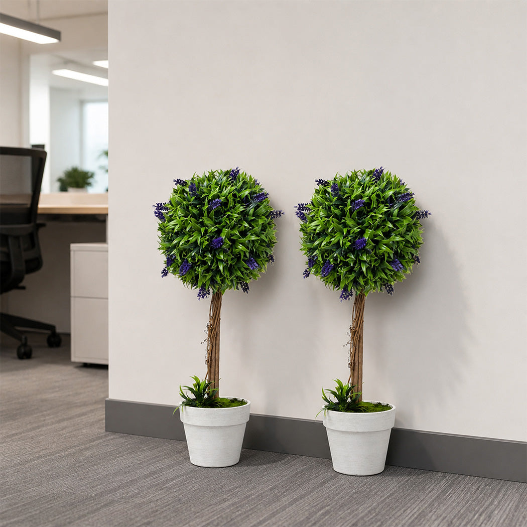 Lambu Artificial Plants Faux Lavender Topiary Set of 2 for Front Door Green-2109799601027092488
