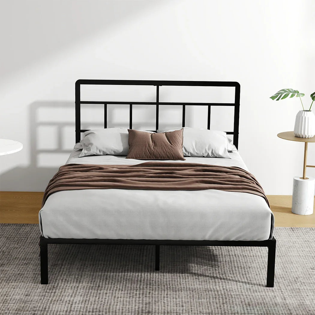 Levede Double Bed Frame Metal Base Platform Headboard Heavy Duty Mass Storage-2050056771011219463