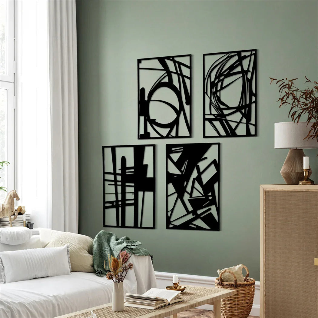 Yezi Metal Wall Art 4Pcs Abstract Minimalist Line Decor-2018816725868482567