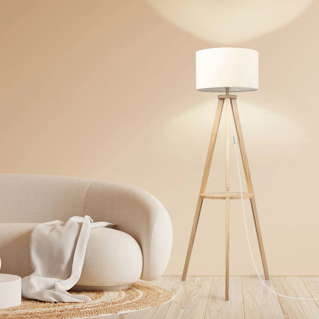EMITTO Tripod Floor Lamp with Shelf-2018816831451697159