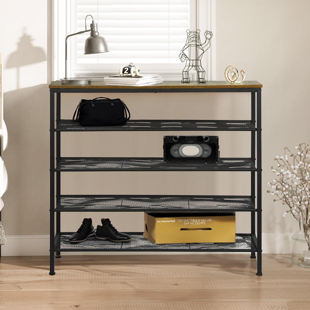 Levede 5-Tier Shoe Rack Storage Cabinet 100cm Wide-1864183516602961926