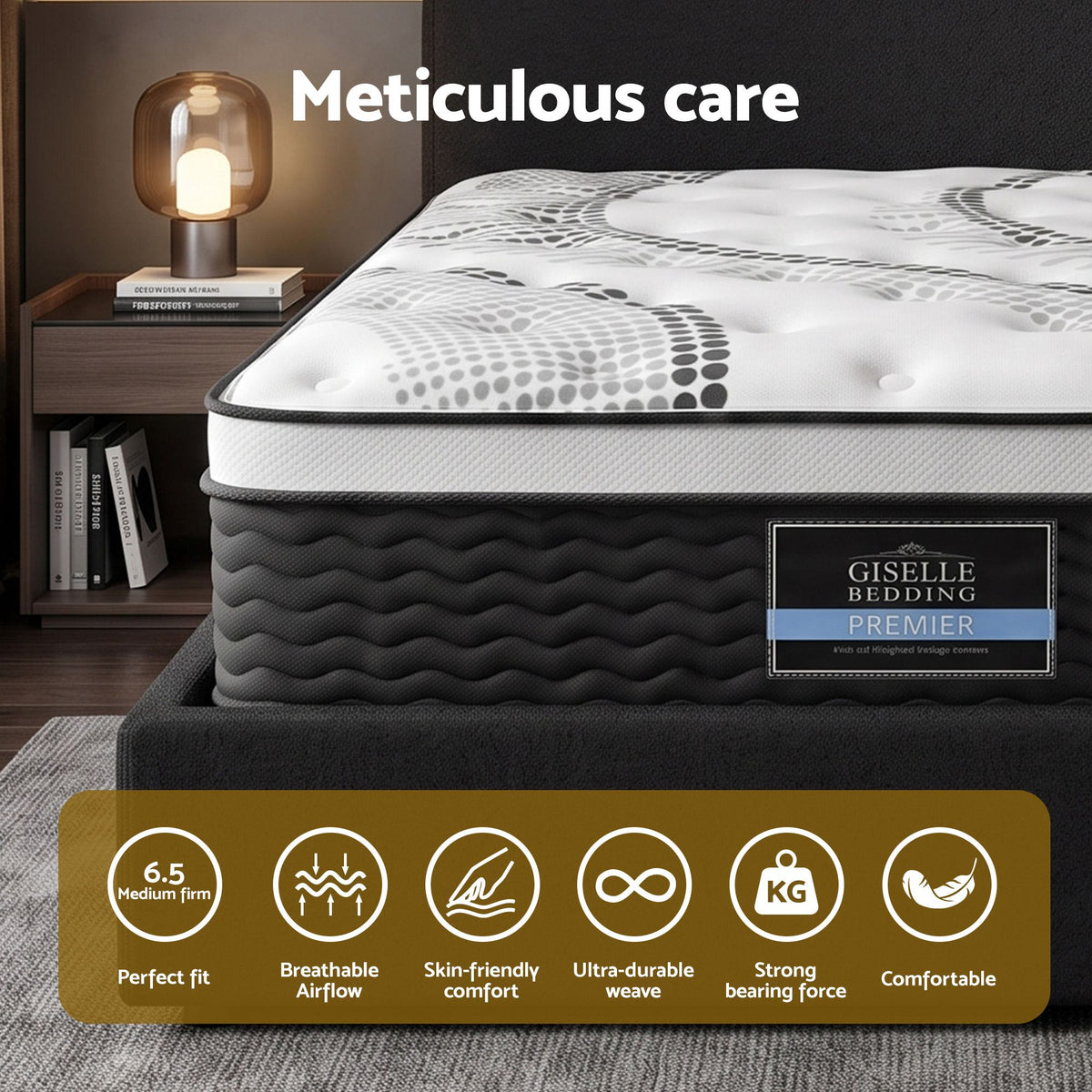 32cm Euro Top King Single Mattress 5-Zone and Artiss Boucle Bed Frame Set