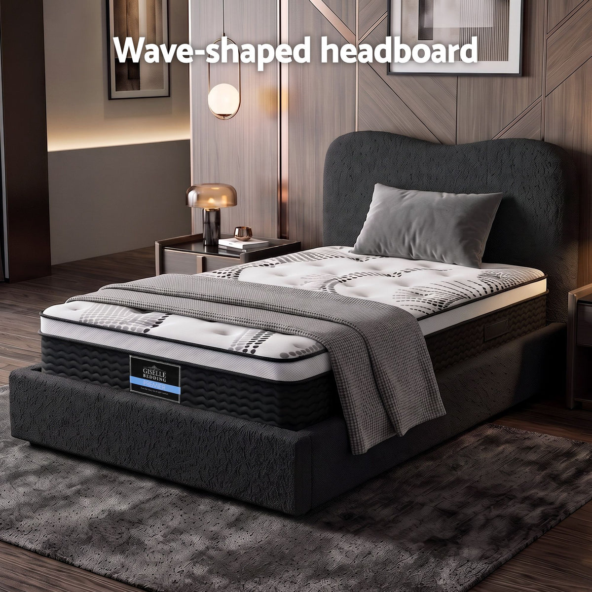 32cm Euro Top King Single Mattress 5-Zone and Artiss Boucle Bed Frame Set