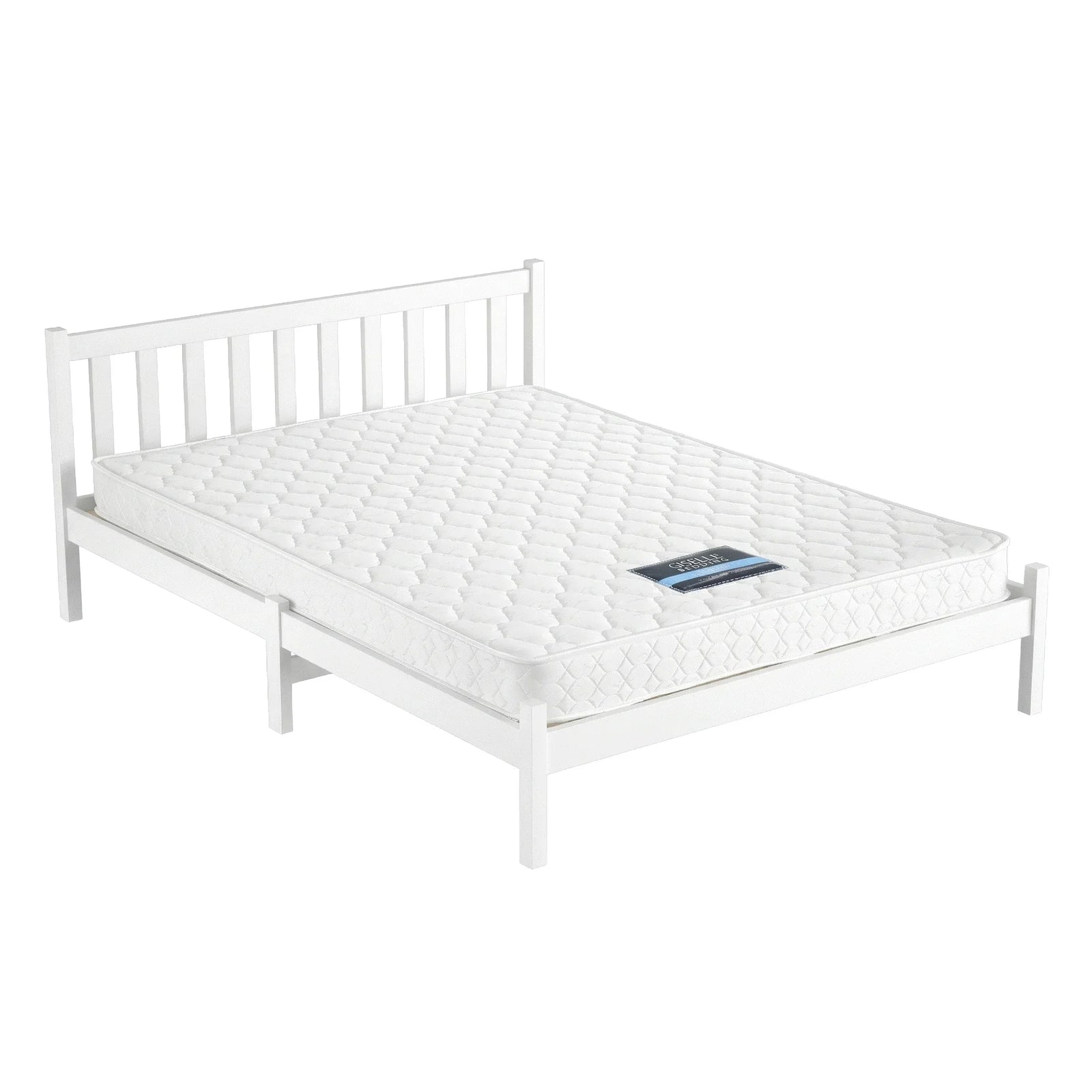 Double Mattress with Wooden Bed Frame Natural Pine Timber Base