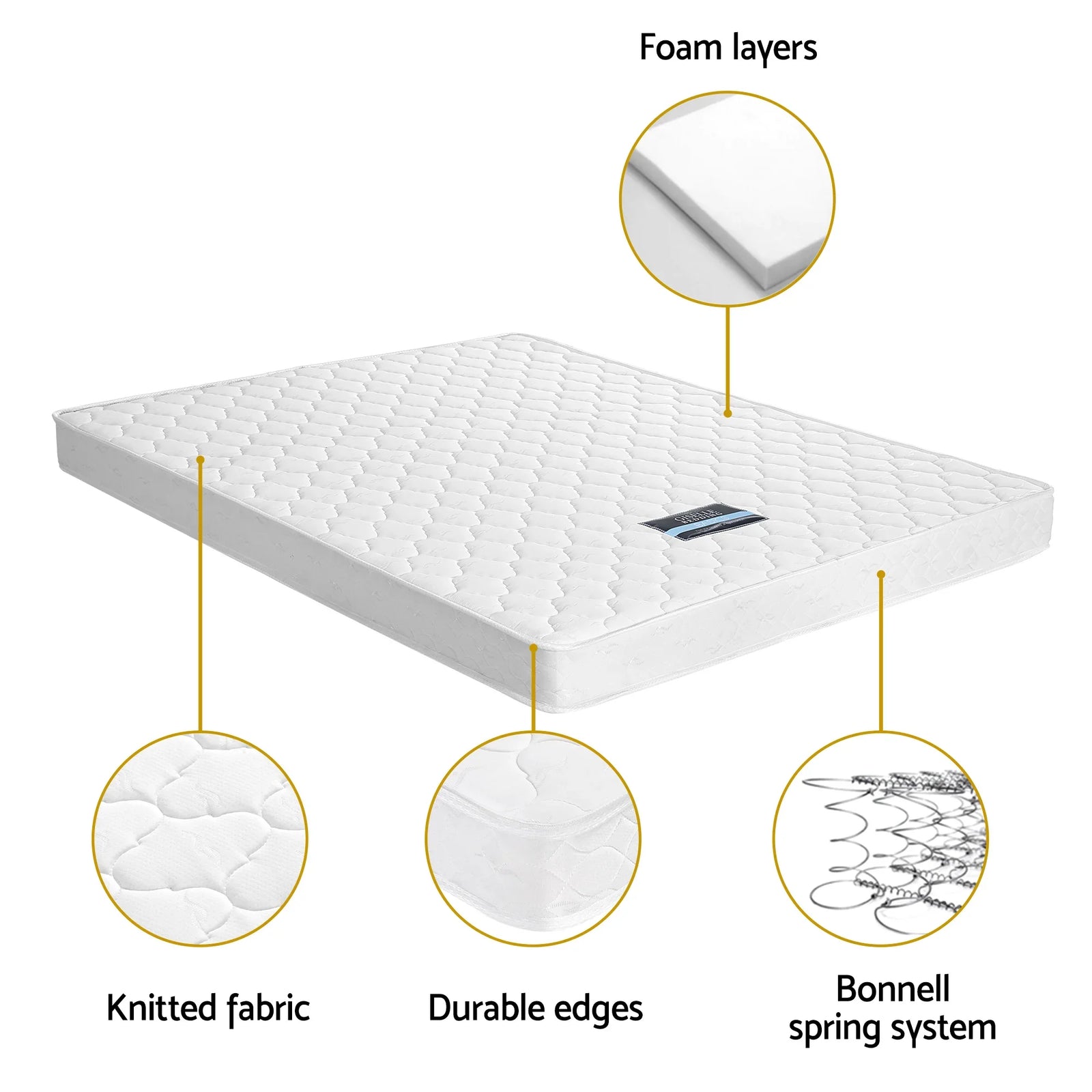 Double Mattress with Wooden Bed Frame Natural Pine Timber Base