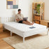 Double Mattress with Wooden Bed Frame Natural Pine Timber Base