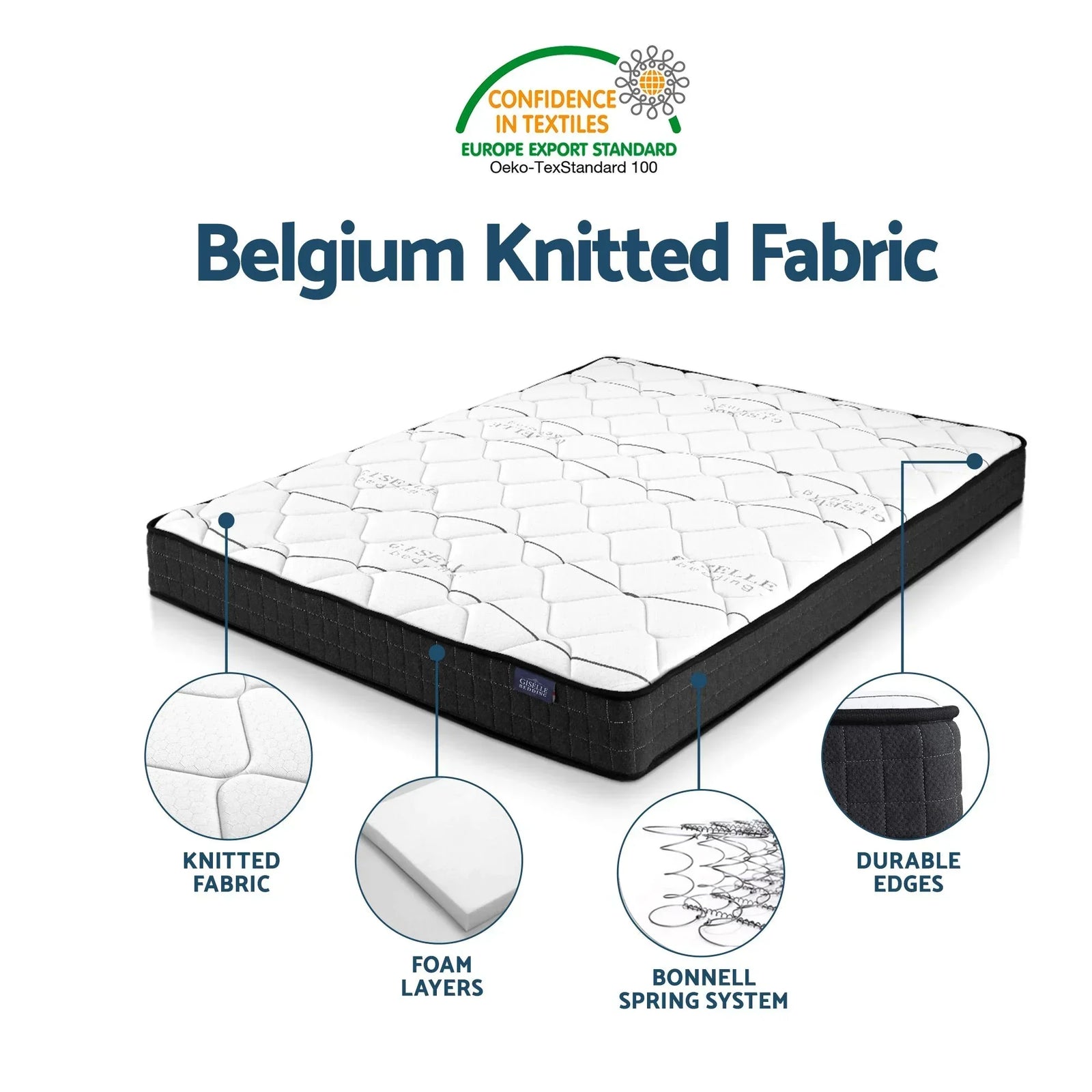 Giselle Double Mattress 16cm and Artiss Metal Bed Frame Set for Guest Rooms Studios