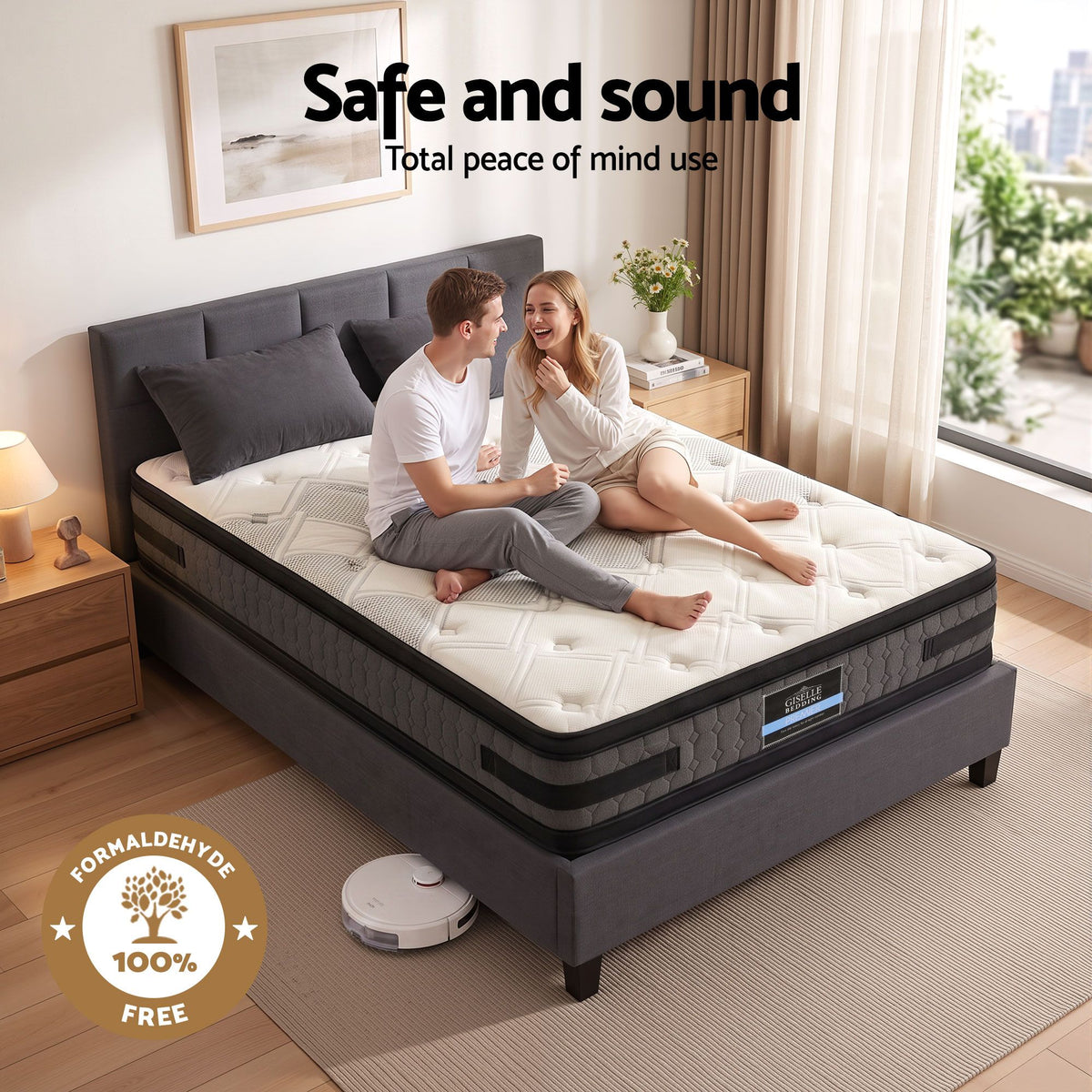 Queen Bed Frame and Mattress Bundle 36cm Dual-Sided Gel Memory Foam Euro Top