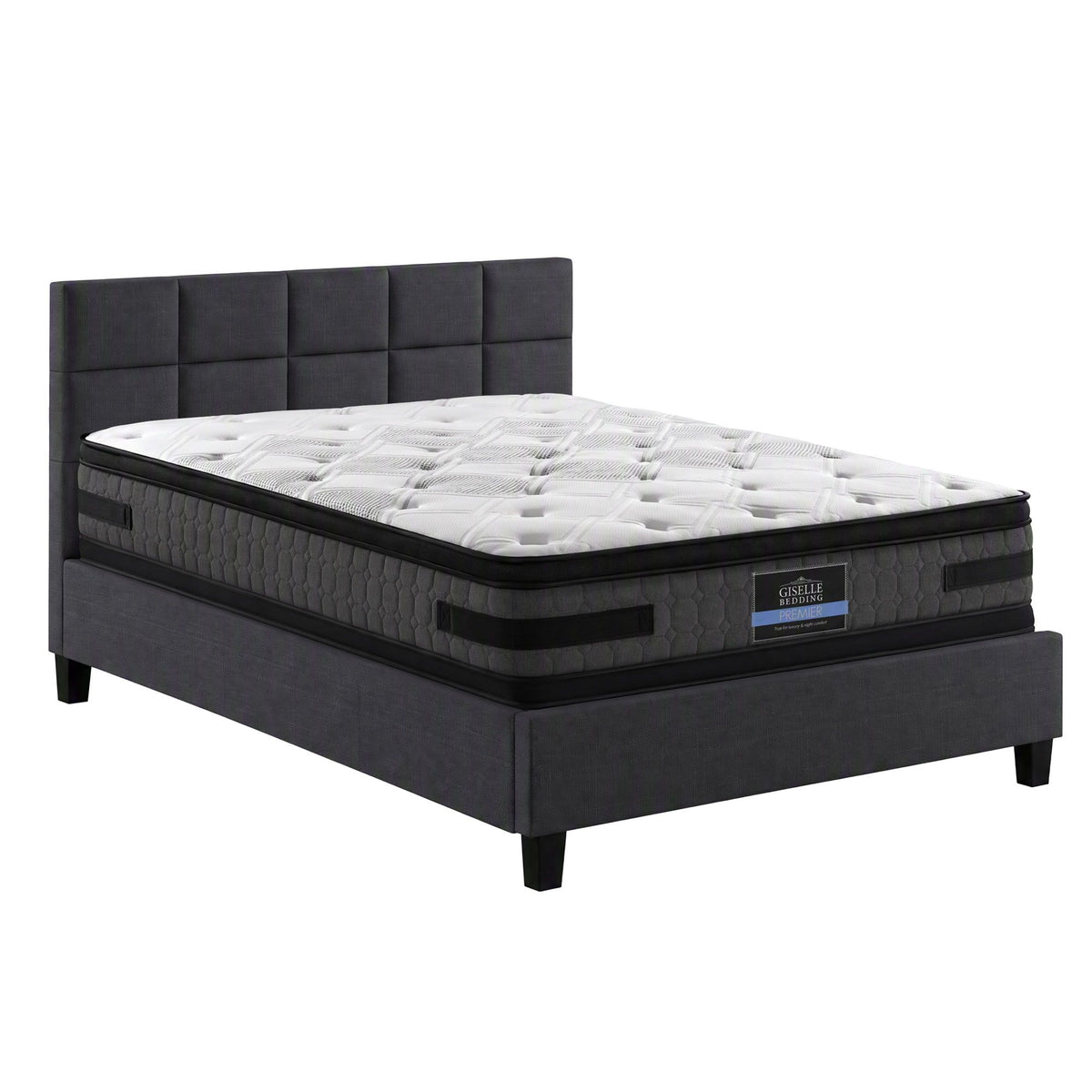 Queen Bed Frame and Mattress Bundle 36cm Dual-Sided Gel Memory Foam Euro Top