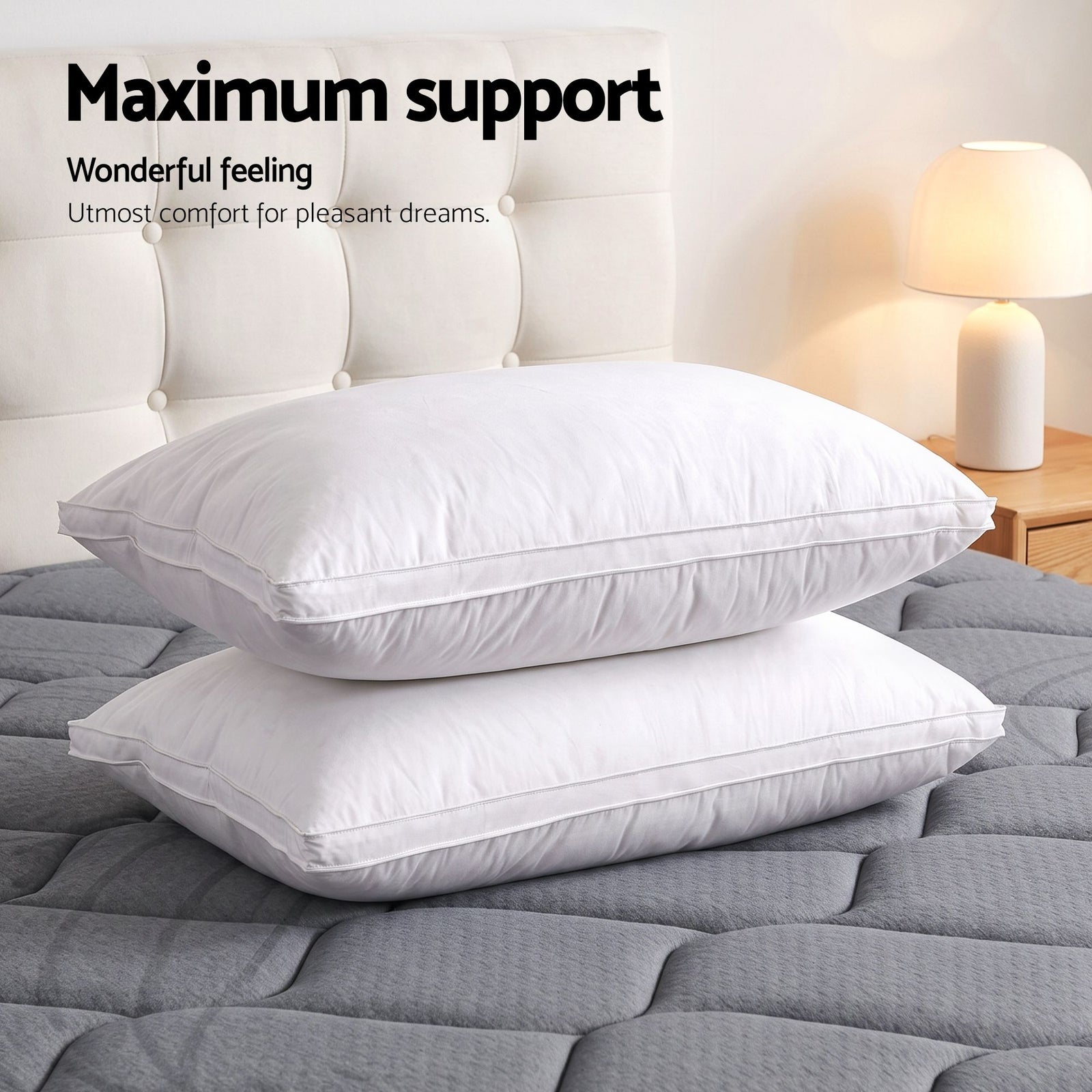 Giselle King 34cm Euro Top Pocket Spring Mattress with 2 Feather Down Pillows Set