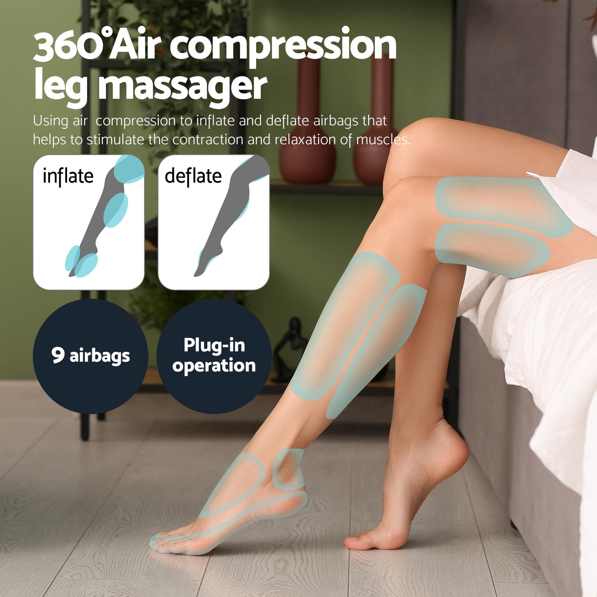 Leg Foot Massager Air Compression With Back Neck Massager Heat
