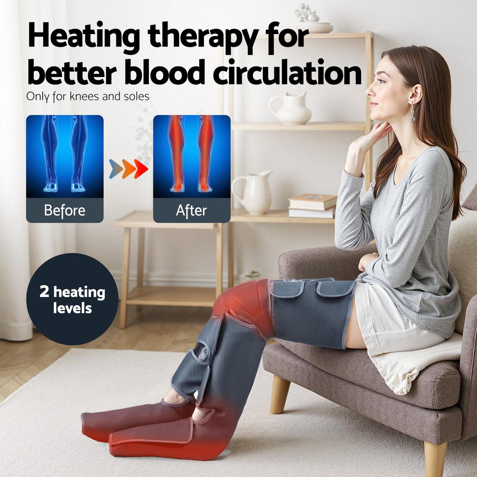Leg Foot Massager Air Compression With Back Neck Massager Heat