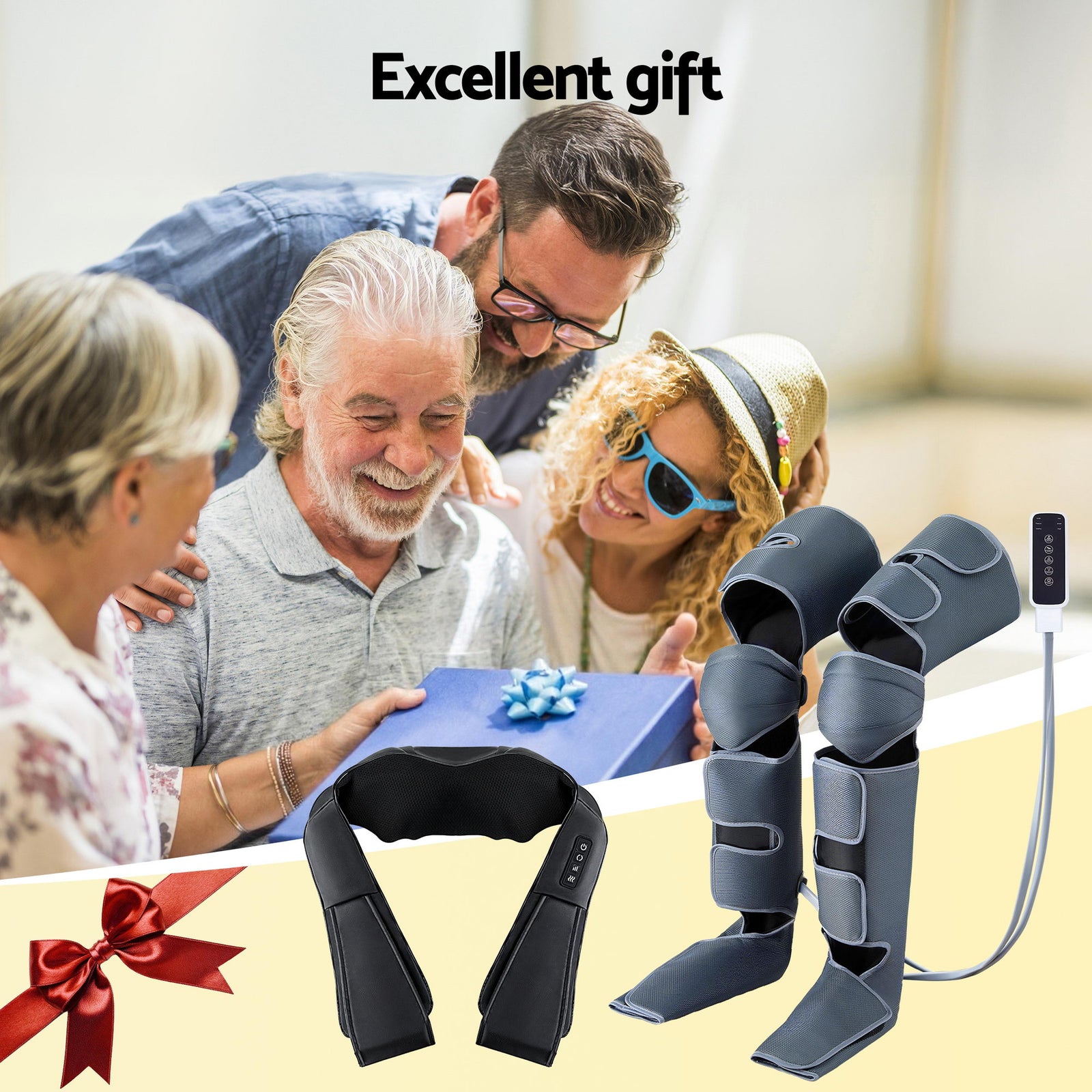 Electric Leg Foot Massager Air Wrap With Shiatsu Neck Massager Heating