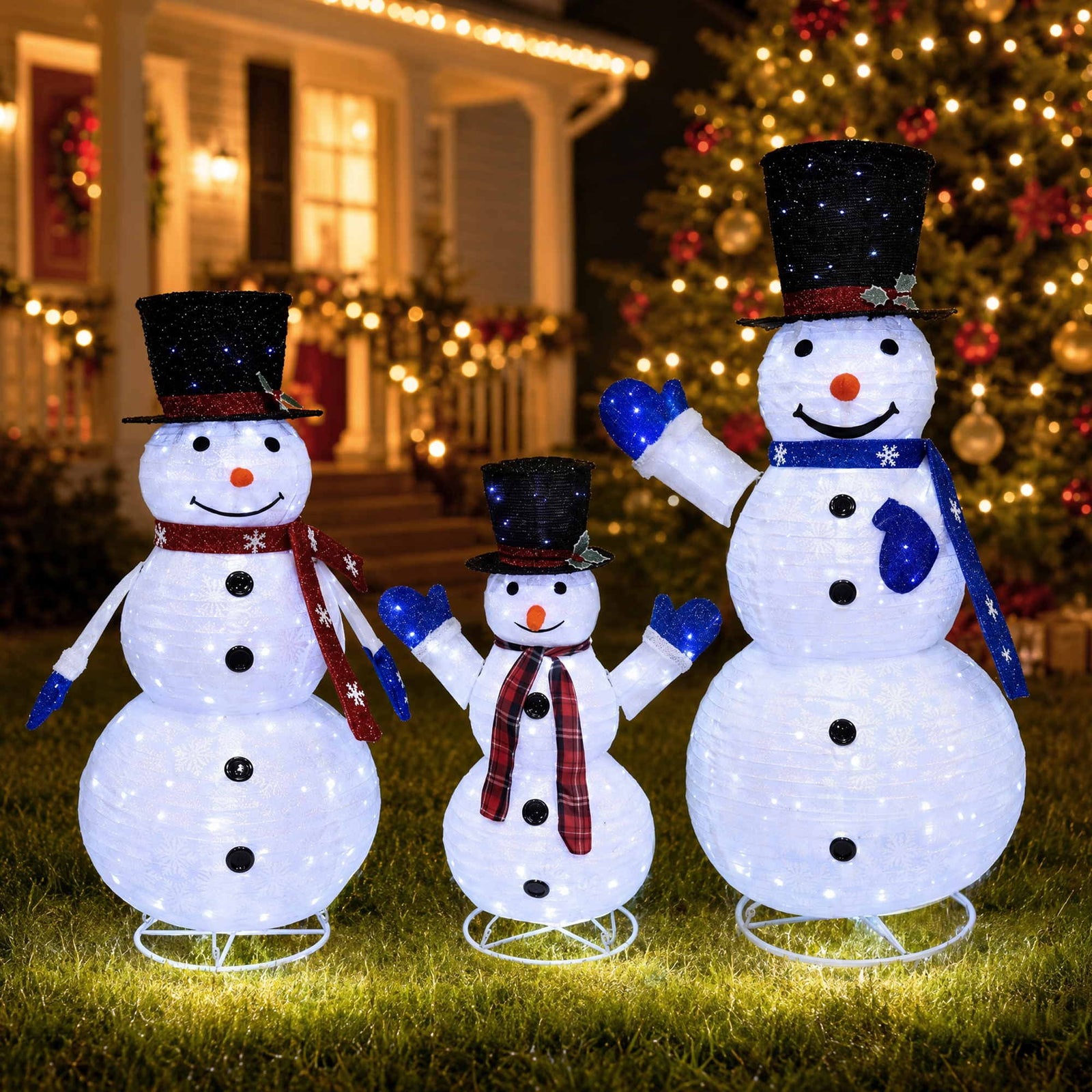 Christmas Lights 330 LED Fairy Light 3pcs Snowman Decorations Set