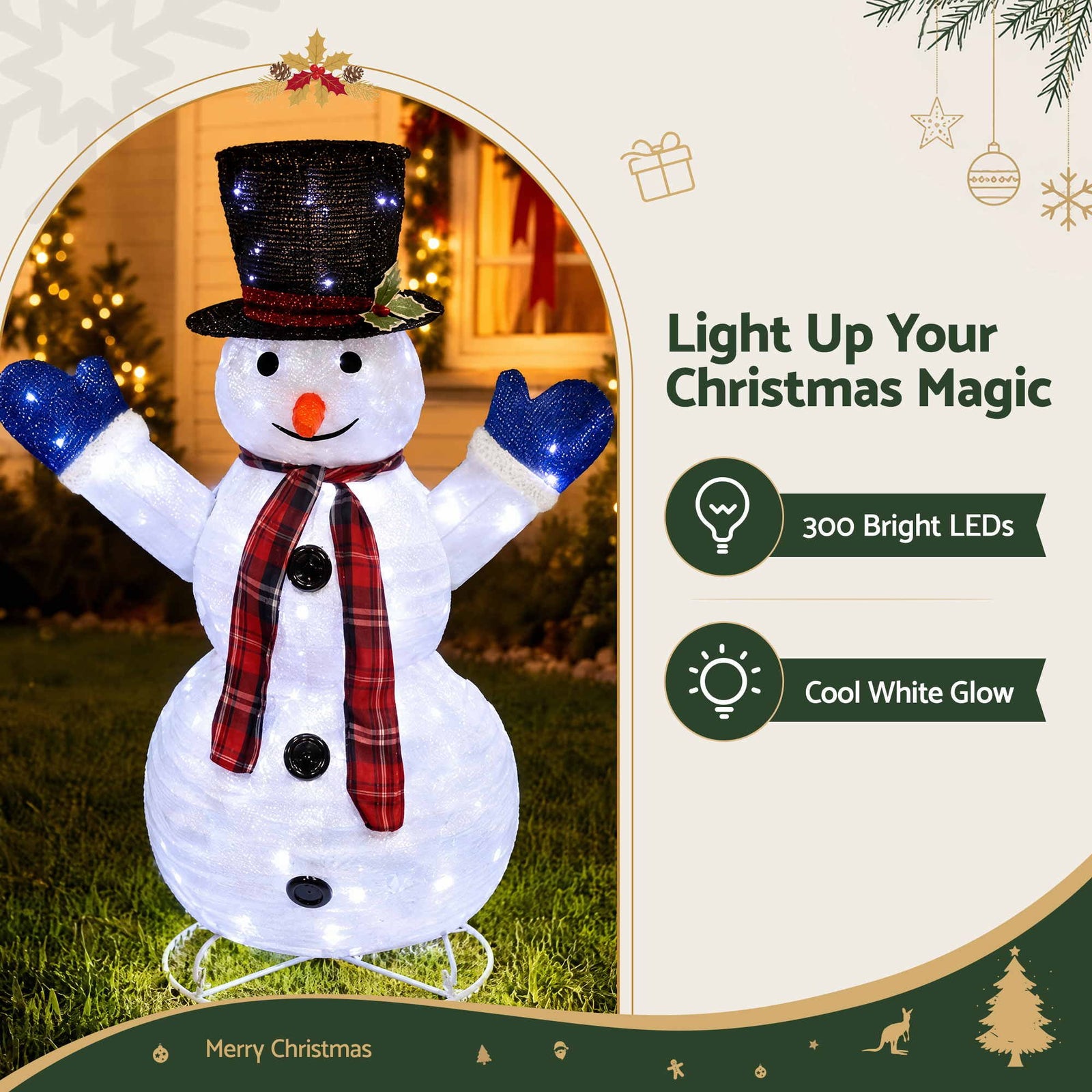 Christmas Lights 330 LED Fairy Light 3pcs Snowman Decorations Set
