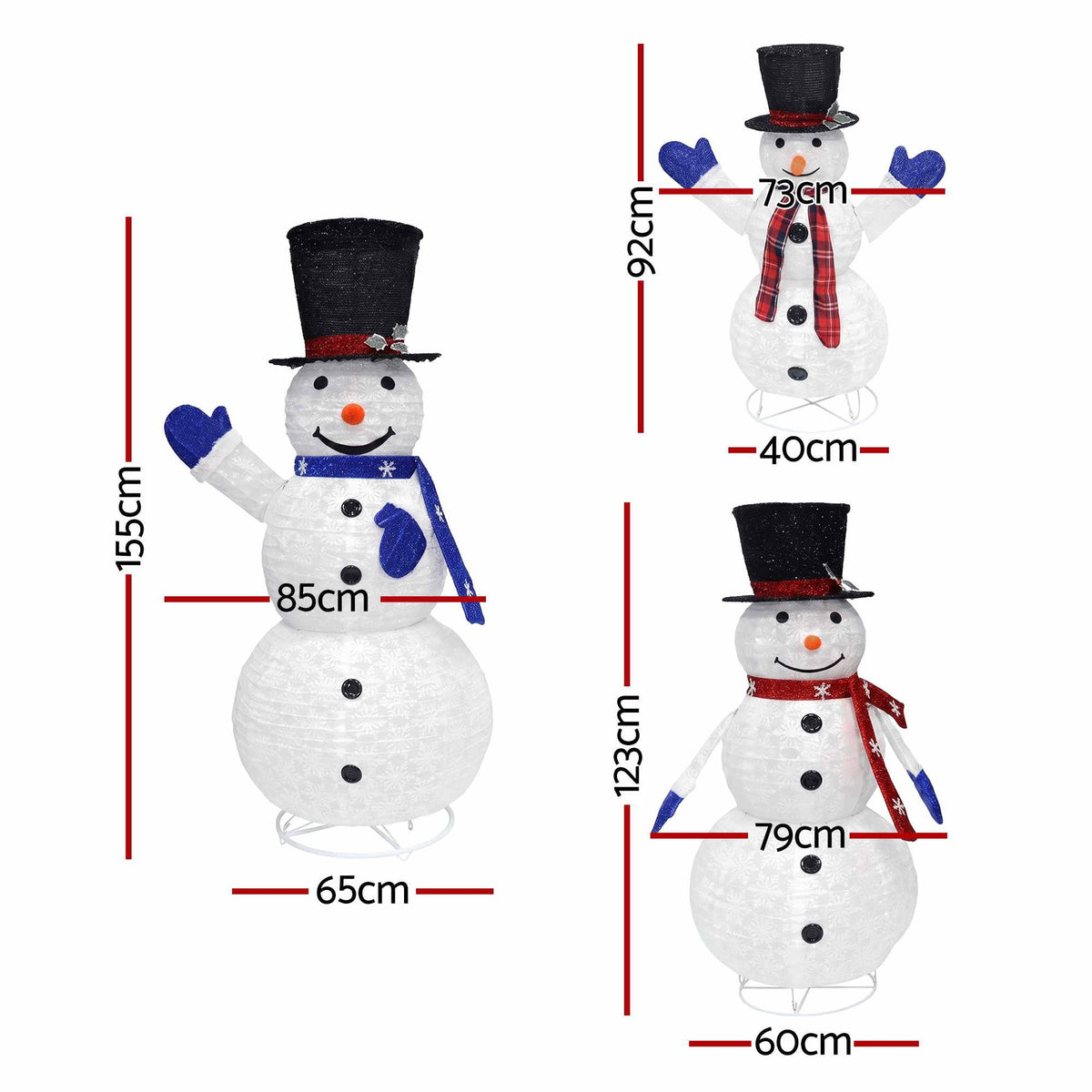 Christmas Lights 330 LED Fairy Light 3pcs Snowman Decorations Set
