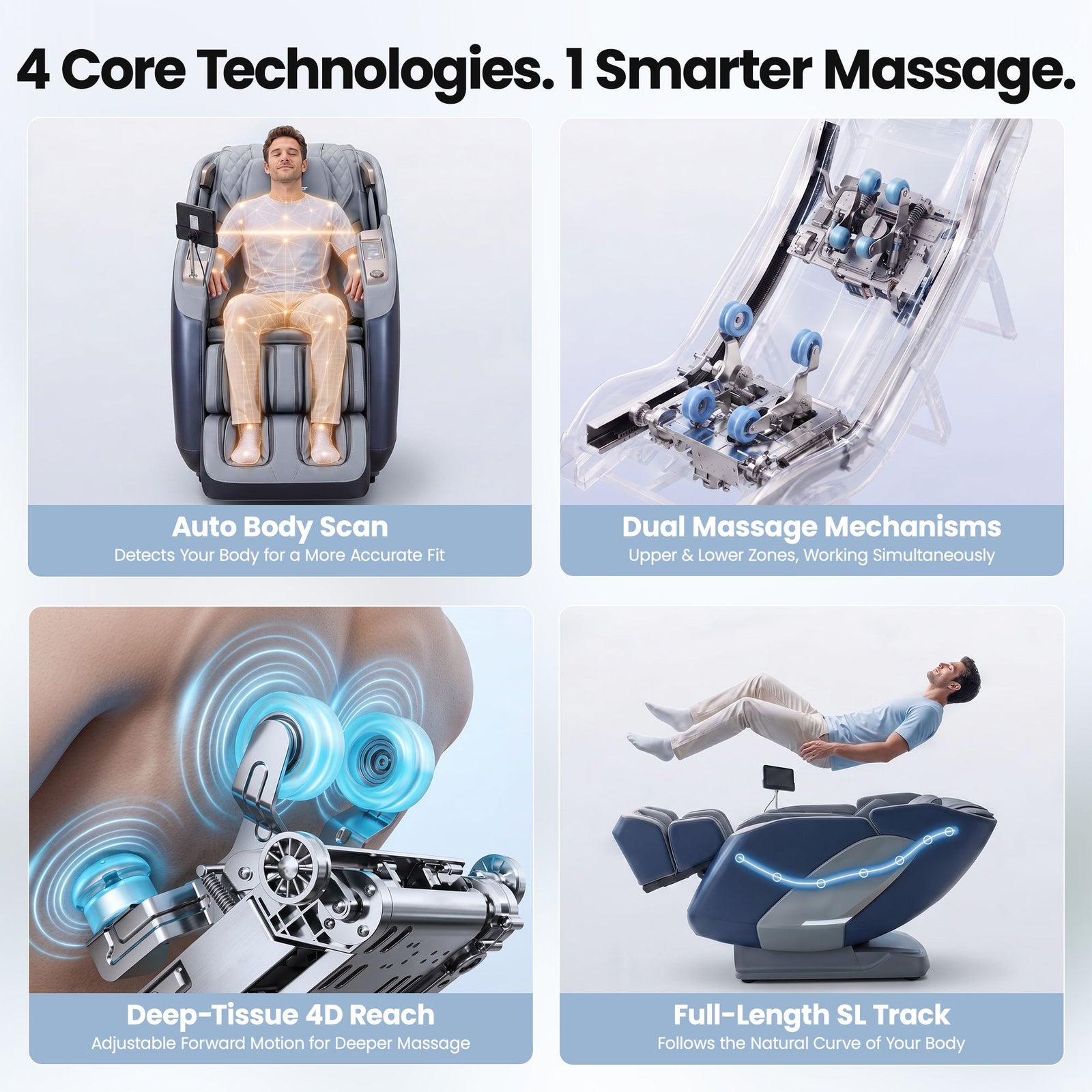 4D Massage Chair Recliner SL Track Full Body Zero Gravity AI Scan Melisa