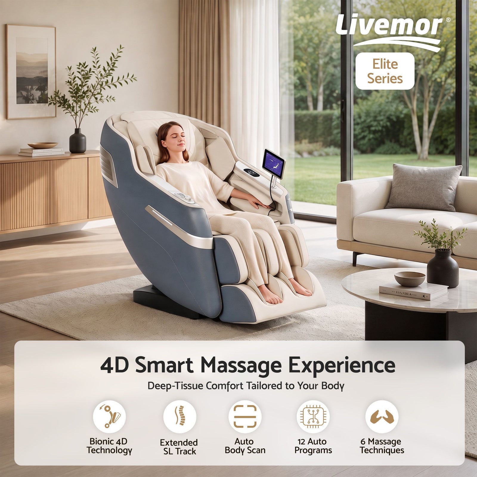 Elite 4D Massage Chair E1 Full Body Zero Gravity Recliner SL Track AI Body Scan