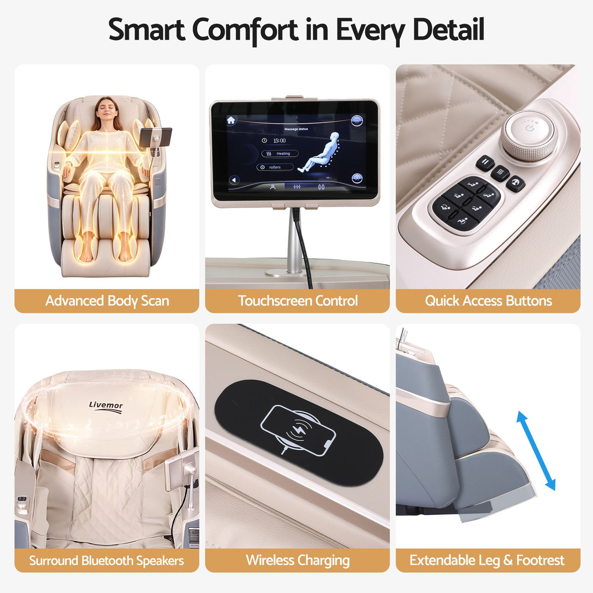 Elite 4D Massage Chair E1 Full Body Zero Gravity Recliner SL Track AI Body Scan