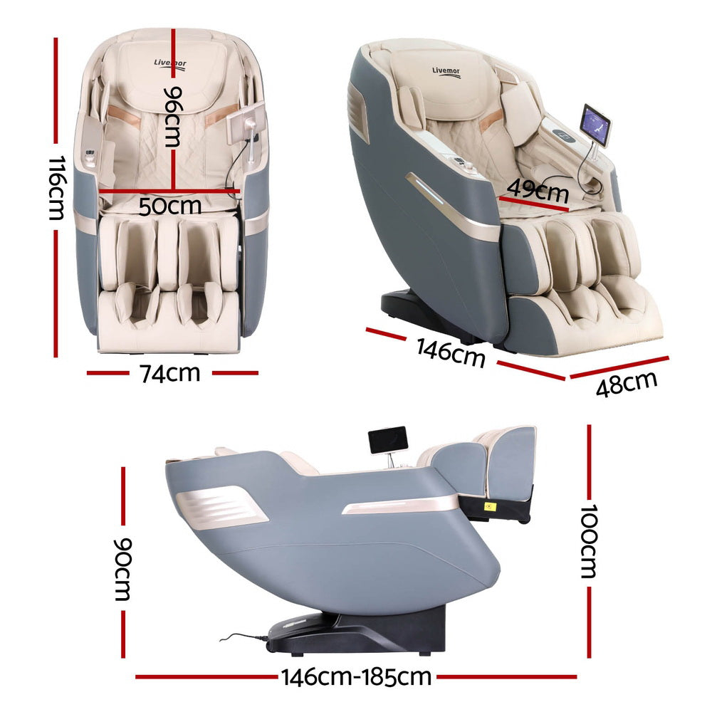 Livemor 4D Massage Chair Recliner SL Track Full Body Zero Gravity Massager Heated AI Body Scan SINA