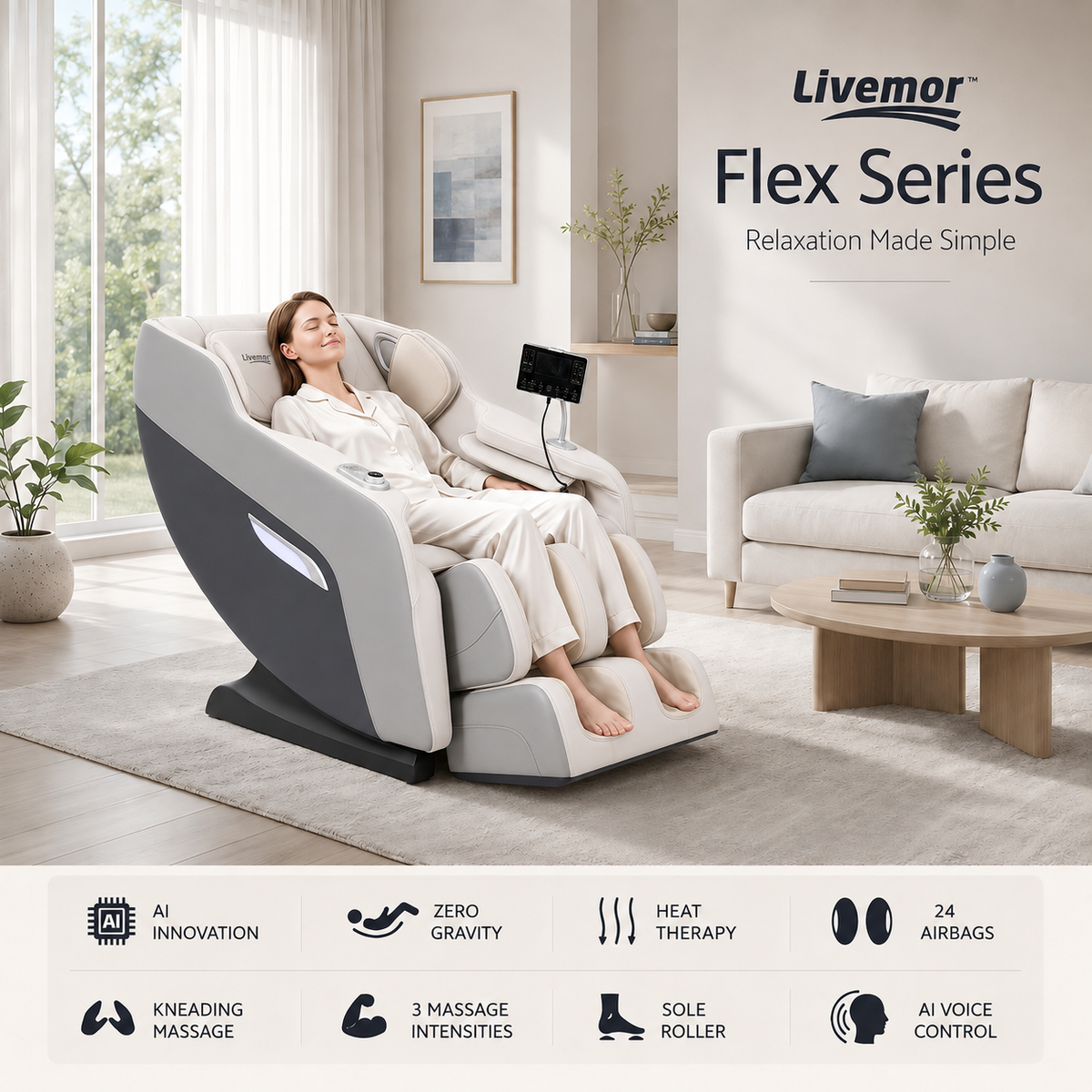 Flex Massage Chair Full Body Zero Gravity with Heat Recliner Home Massager Brisa