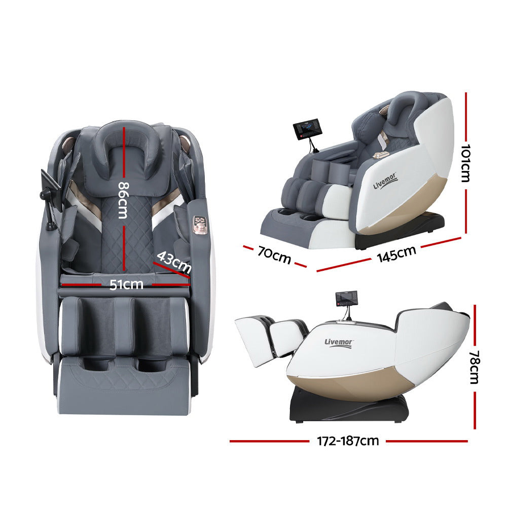 Electric Massage Chair Zero Gravity Recliner Heated Full Body Grey