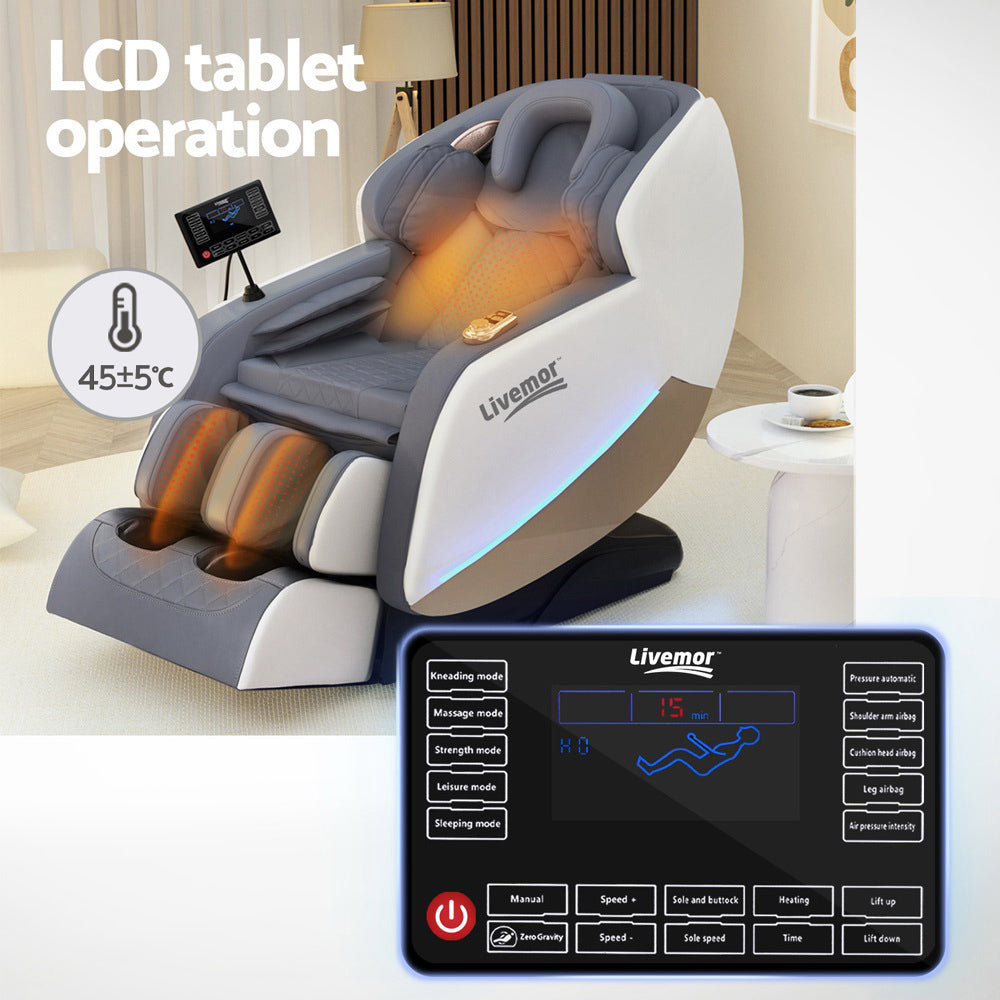 Electric Massage Chair Zero Gravity Recliner Heated Full Body Grey