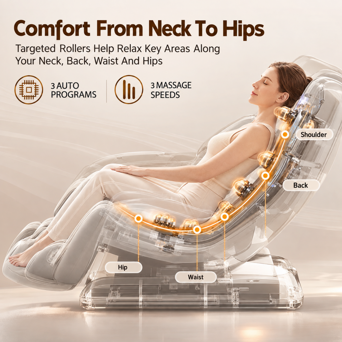 Livemor VEGA Full Body Massage Chair, Foot Roller, Heat & Airbag Compression