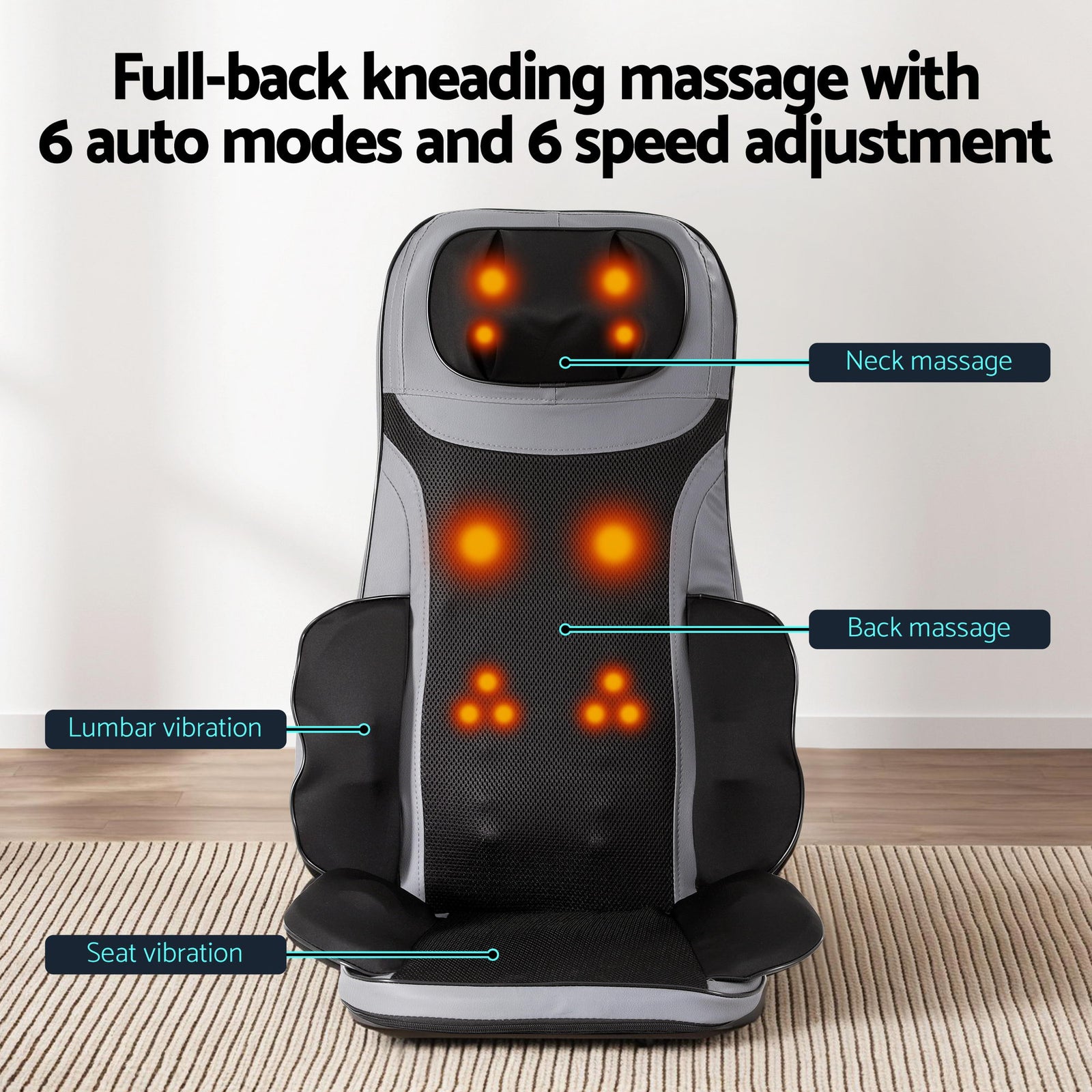 8-nodes Full Back Massage Seat Cushion Heating With Foot Massagers
