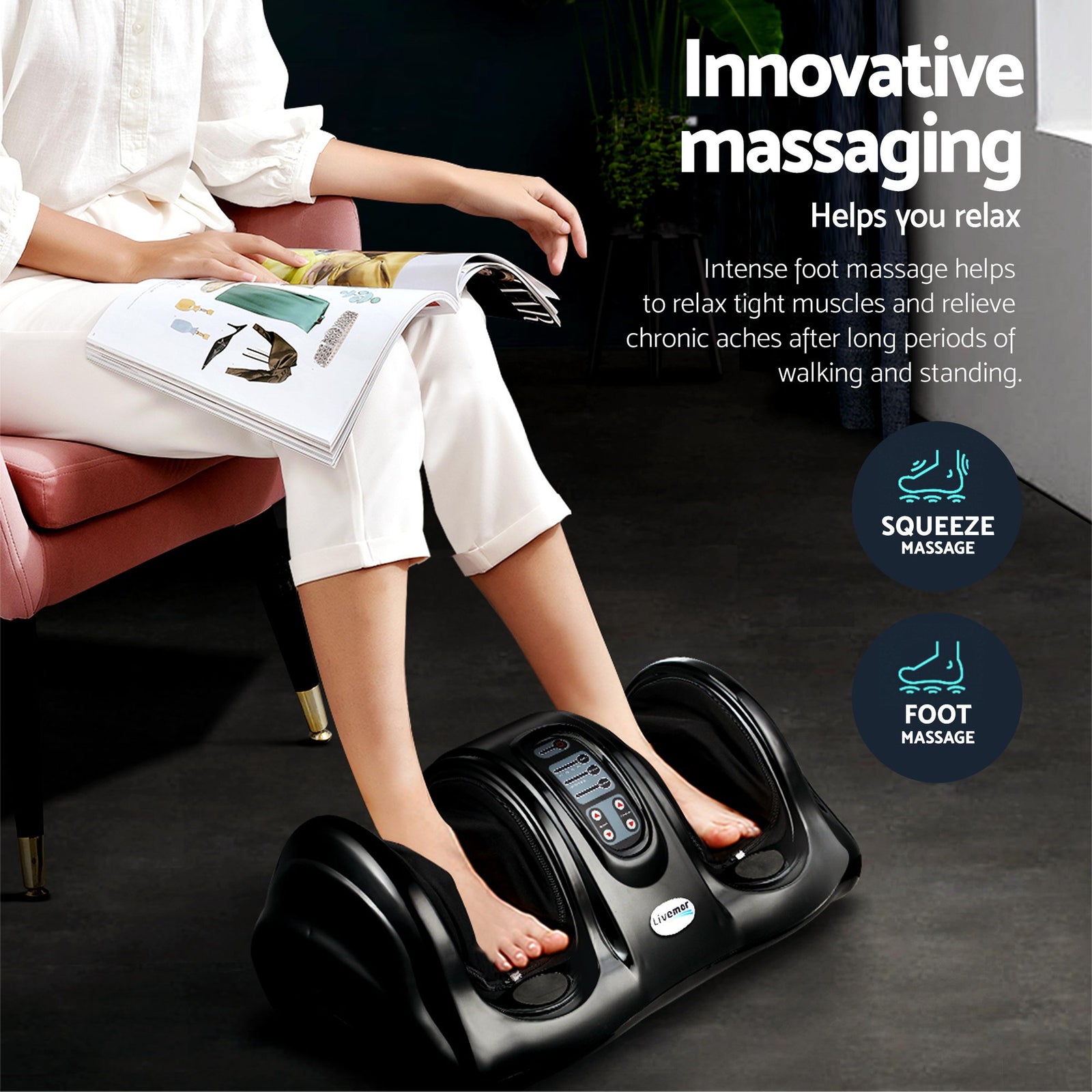 8-nodes Full Back Massage Seat Cushion Heating With Foot Massagers