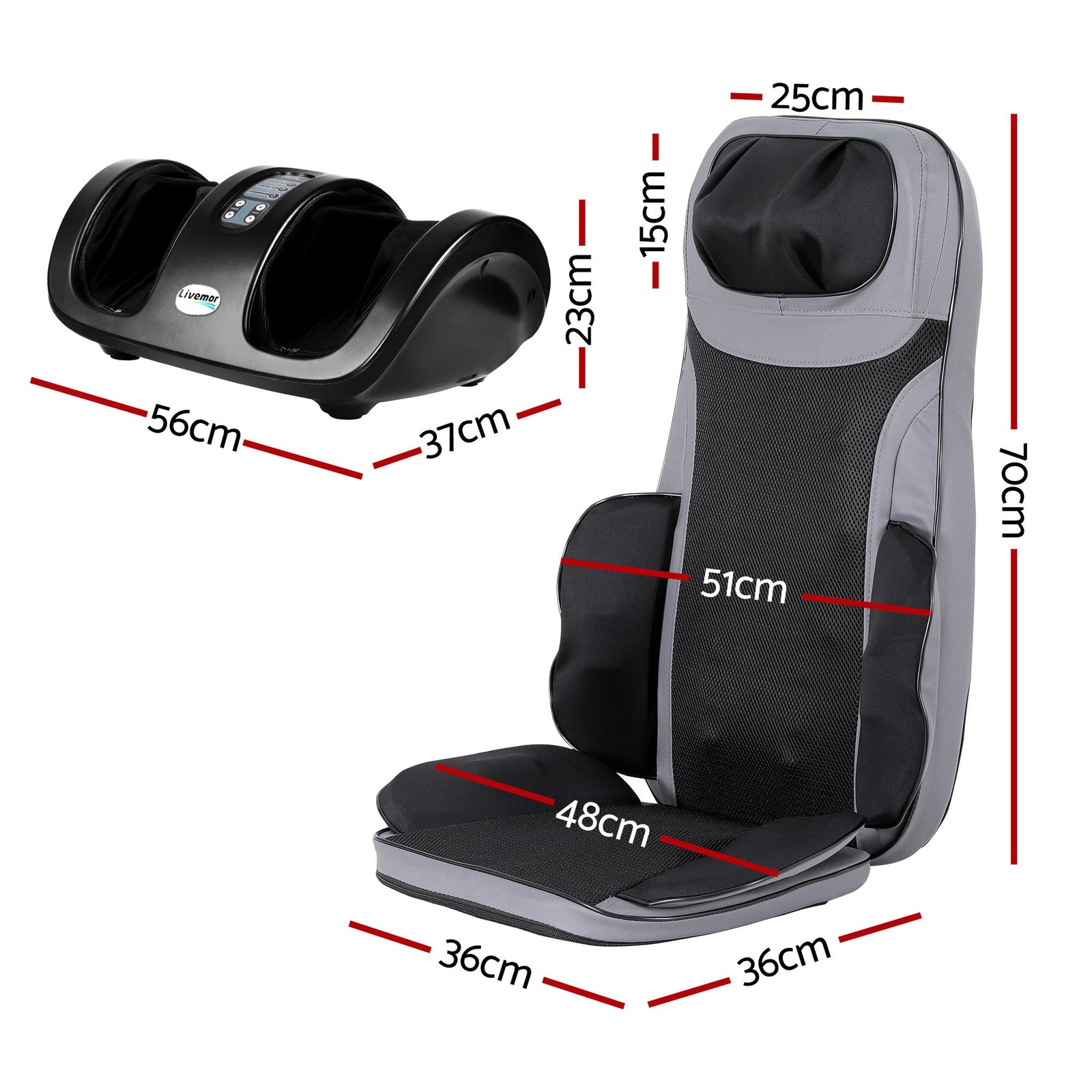 Full Back Massage Seat Cushion Heating With Kneading Foot Massagers