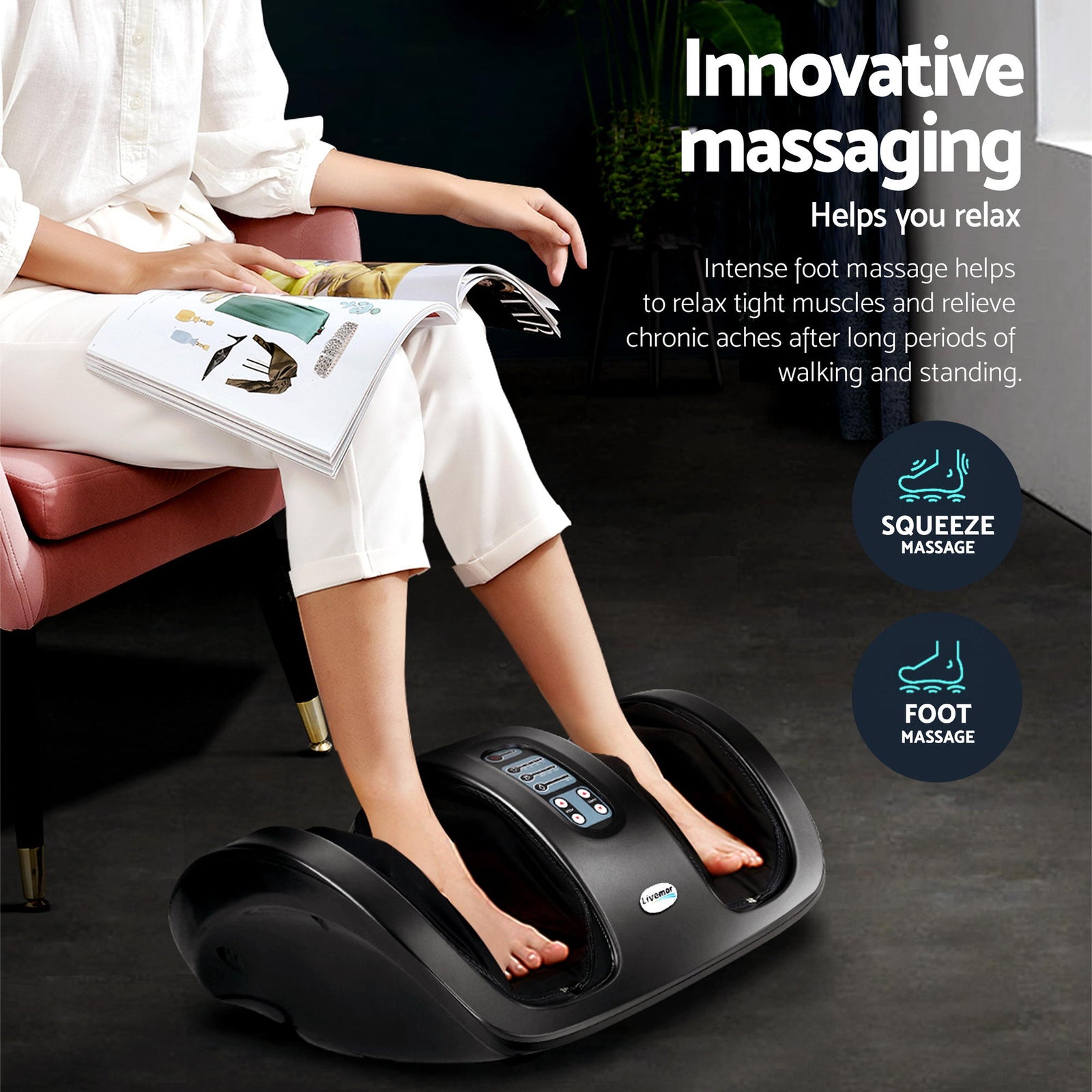 Full Back Massage Seat Cushion Heating With Kneading Foot Massagers