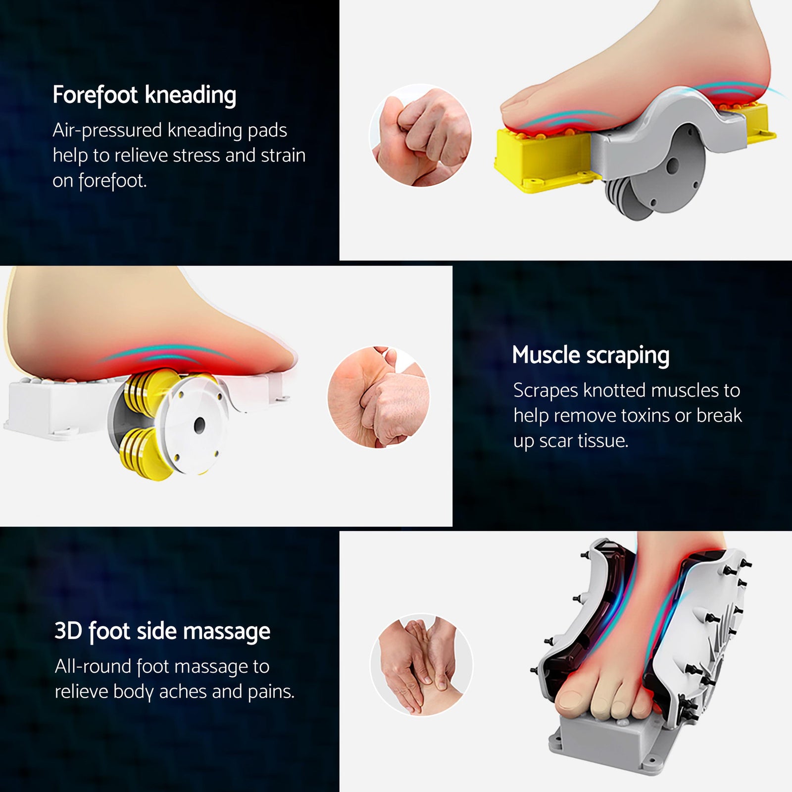 Full Back Massage Seat Cushion Heating With Kneading Foot Massagers