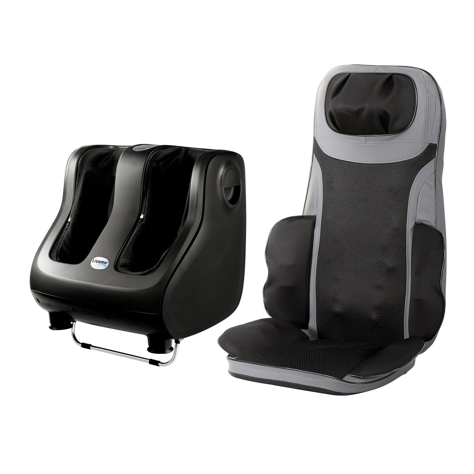 Full Back Massage Seat Cushion Heating With 360° Foot Massagers