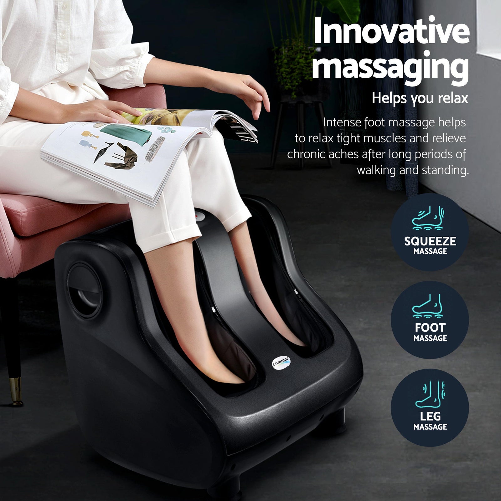 Full Back Massage Seat Cushion Heating With 360° Foot Massagers
