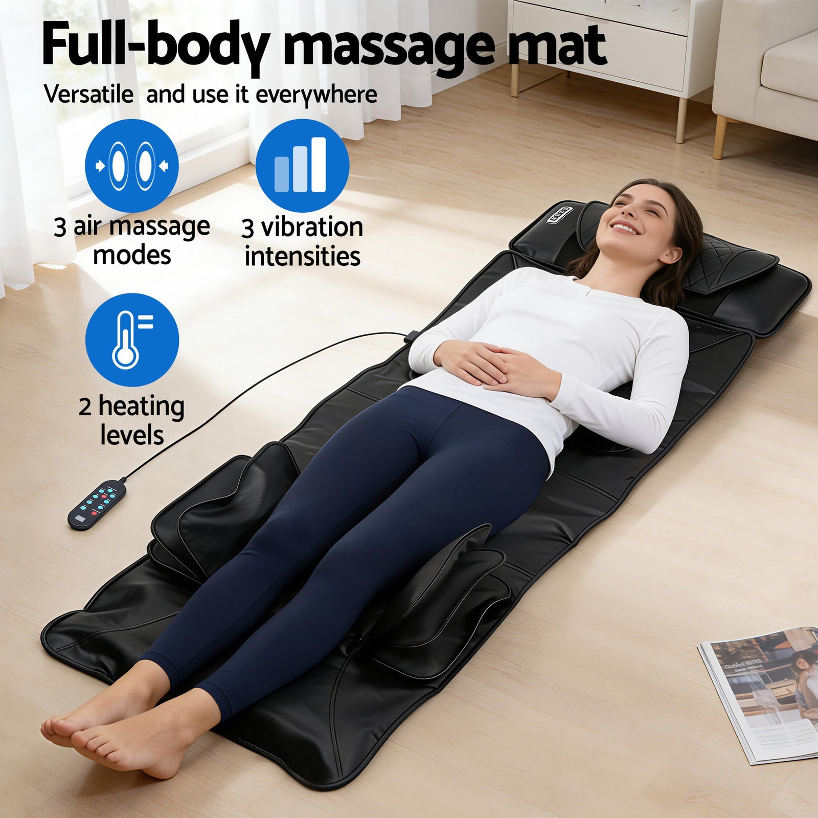 Massage Mat Heated Kneading Neck Massager Lumbar Airbag Stretch