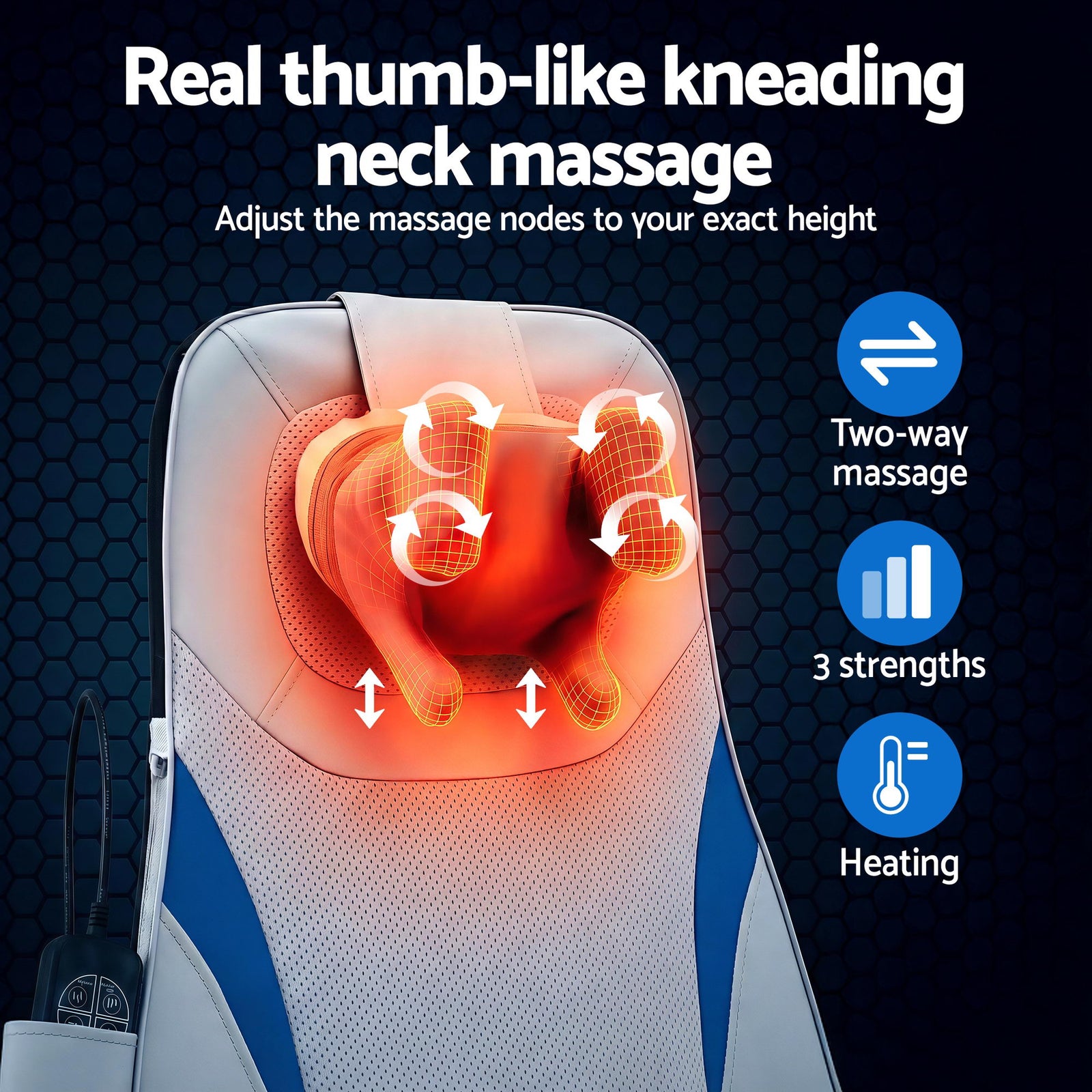 Full Back Massage Cushion 3D Kneading Heating Massage Seats