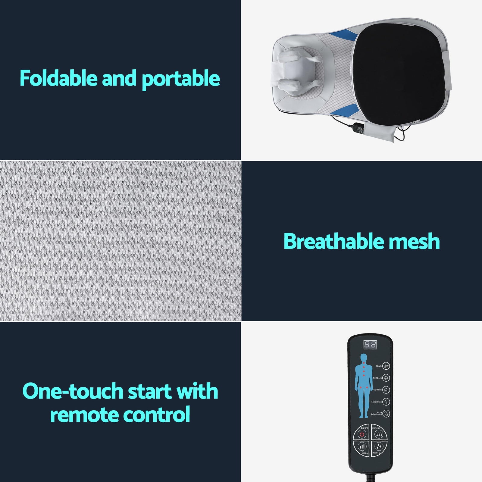 Full Back Massage Cushion 3D Kneading Heating Massage Seats