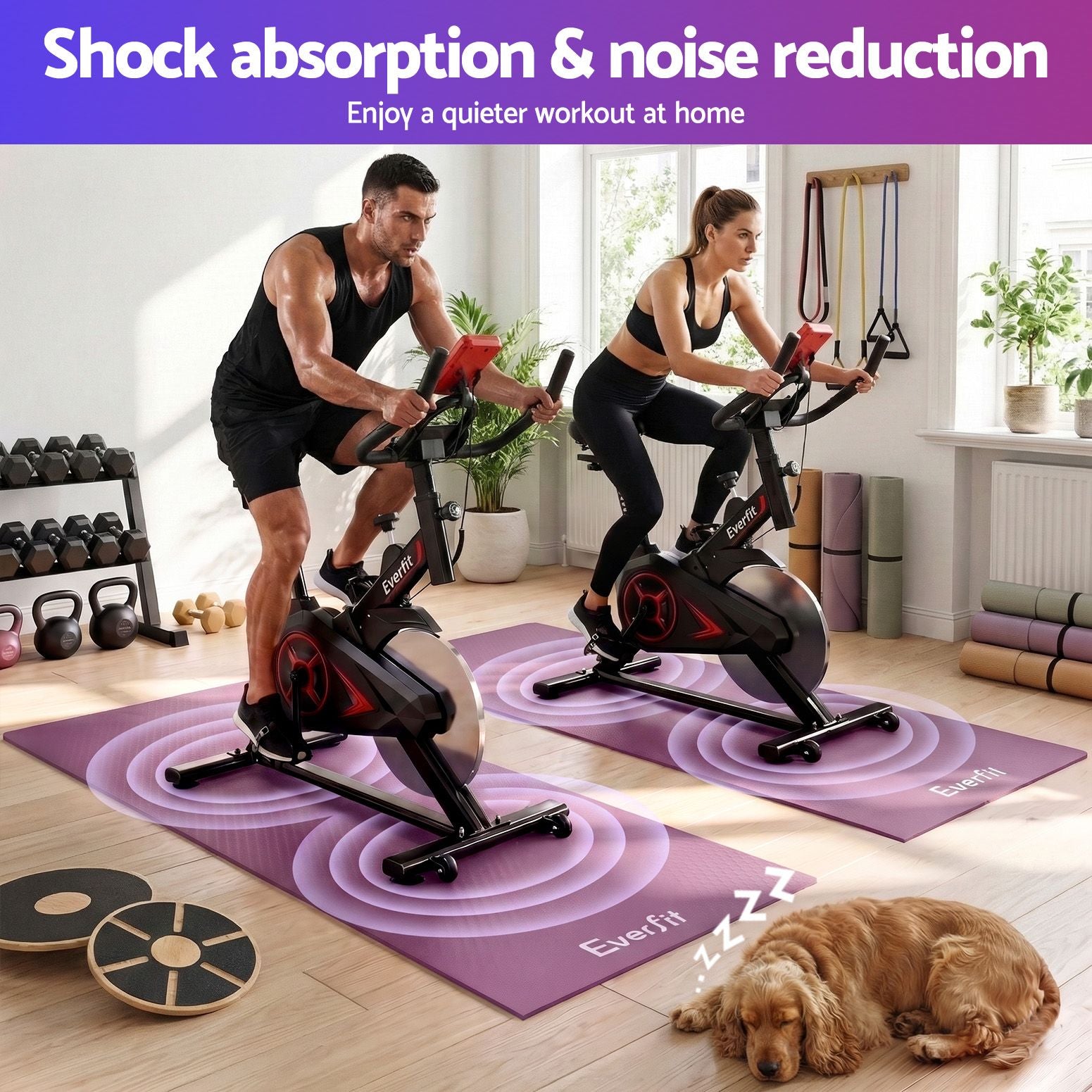 Exercise Equipment Mat 1.8M Treadmill Floor Rug Home Gym Fitness Purple