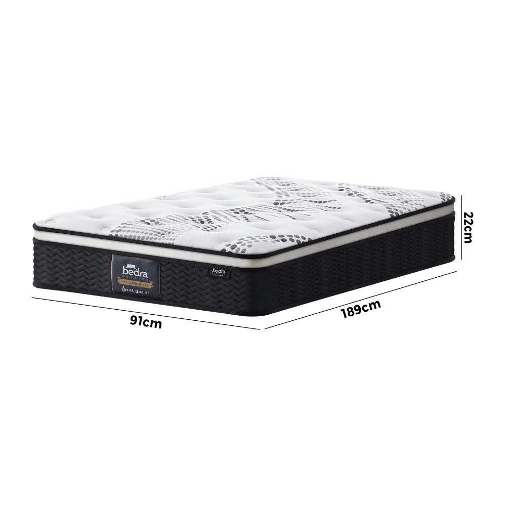 Single Mattress Cool Gel Foam Euro Top Pocket Spring 22cm