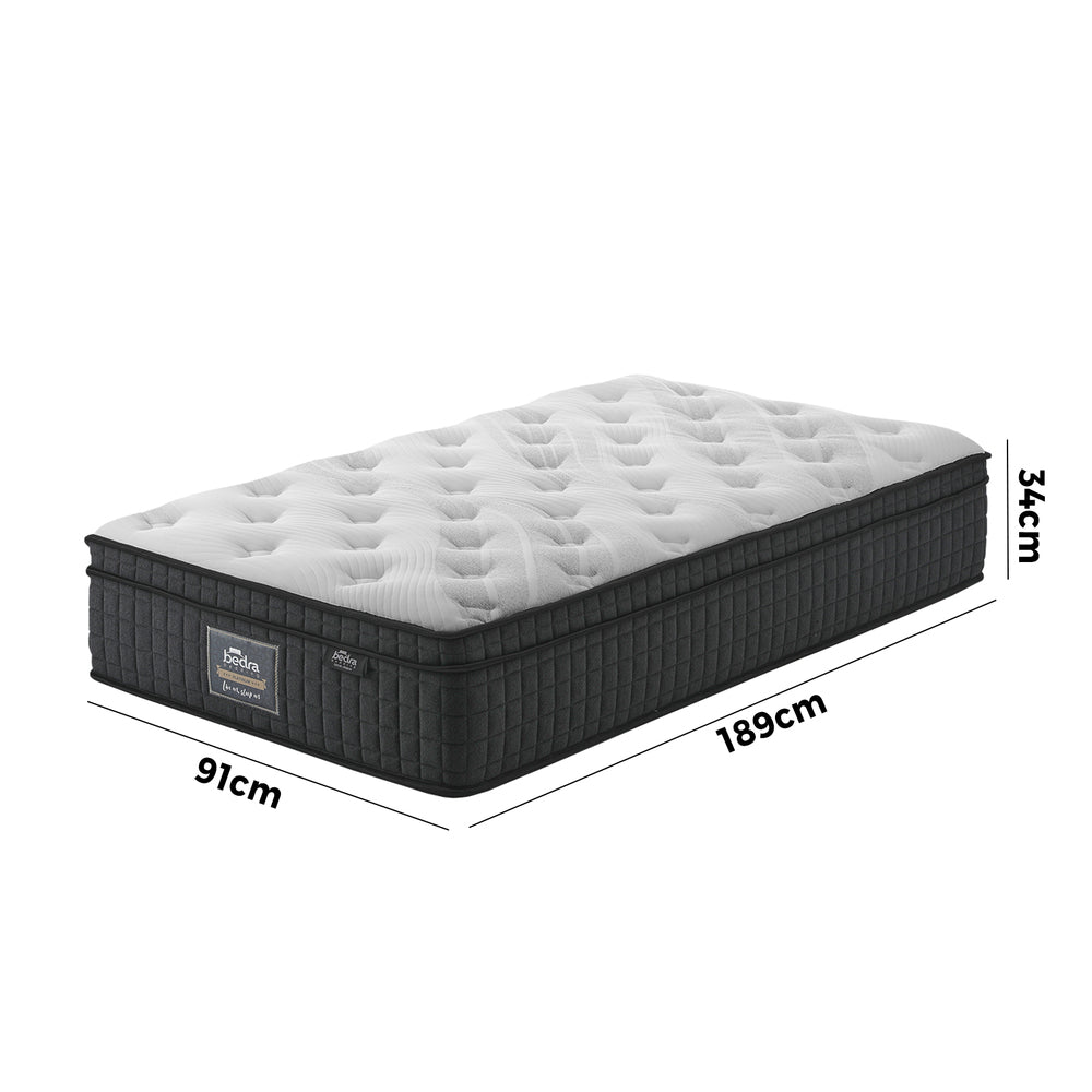 Bedra Single Mattress Cool Gel Foam Pocket Spring 34CM with Pillow