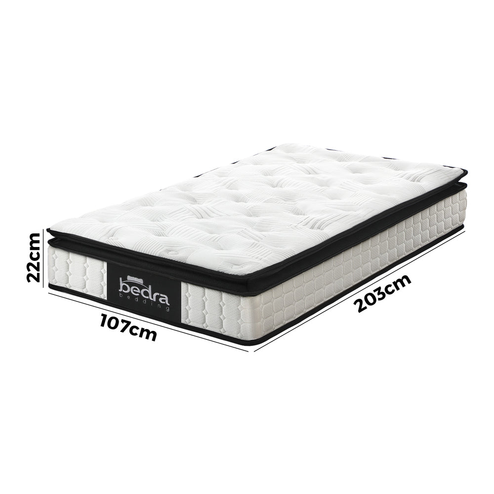 Bedra King Single Mattress 22CM Cool Gel Foam Bonnell Spring with Pillow