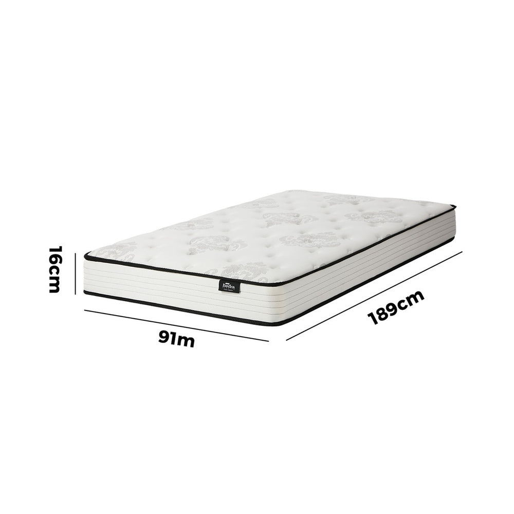 Bedra Single Mattress Bonnell Spring Foam Bed Medium Firm 16cm