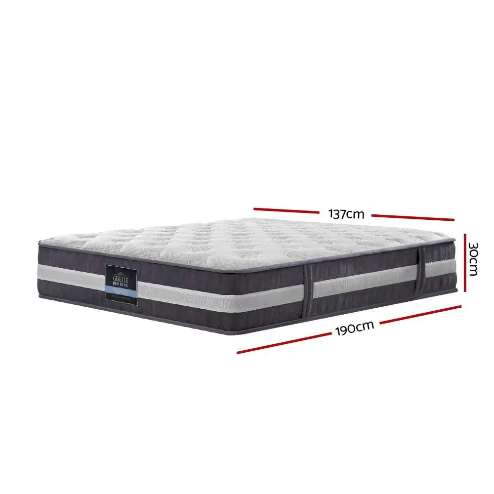 Double Mattress 30cm Pocket Spring Tight Top Medium Firm 7 Zone