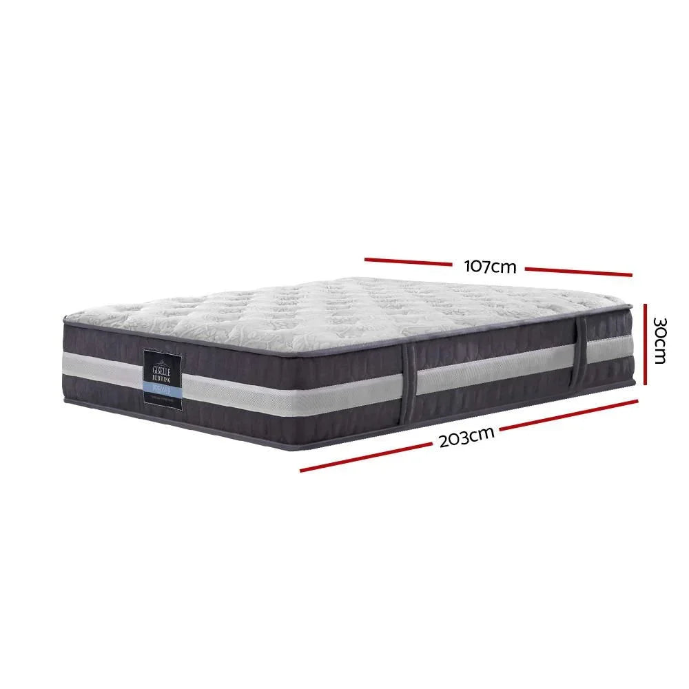 King Single 30cm Tight Top Mattress 7-Zone Pocket Spring Medium Firm
