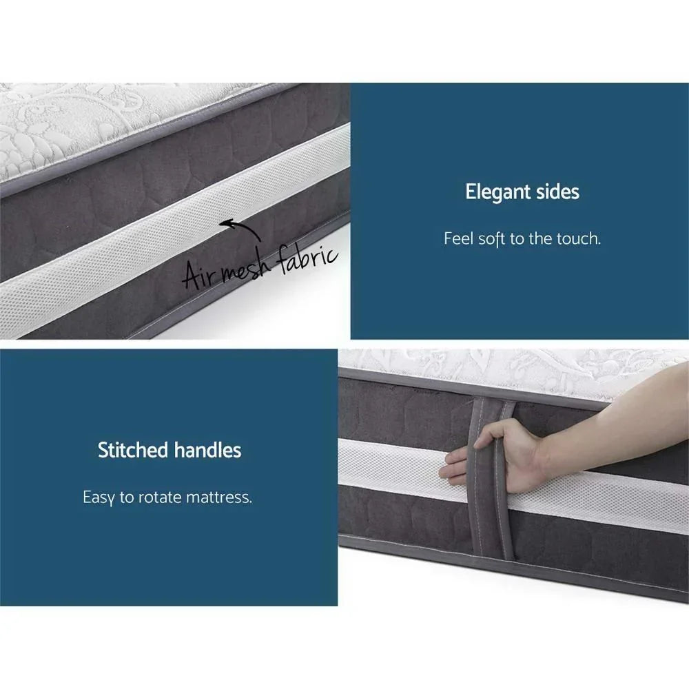King Single 30cm Tight Top Mattress 7-Zone Pocket Spring Medium Firm