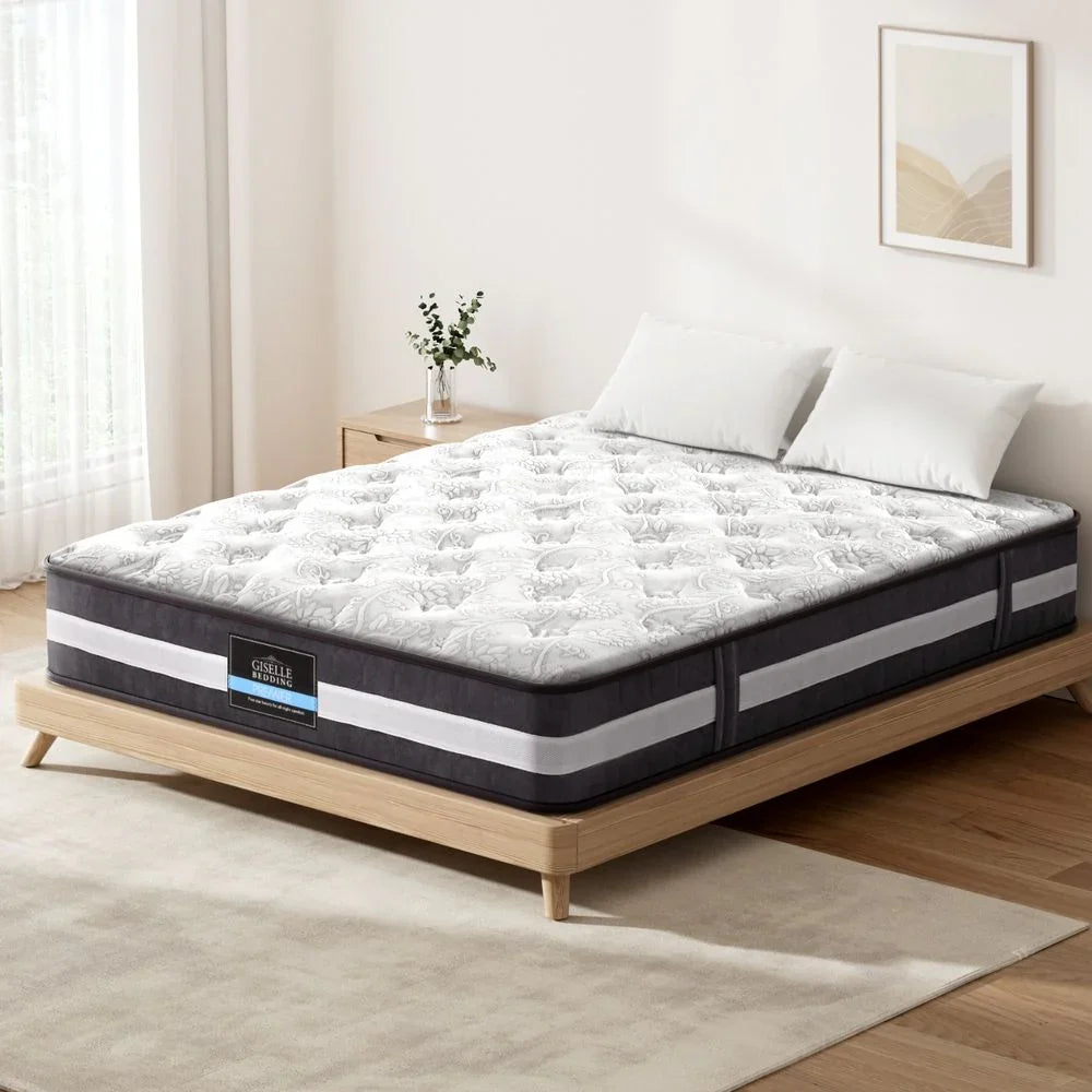 Queen Mattress 30cm Pocket Spring Tight Top Medium Firm 7 Zone