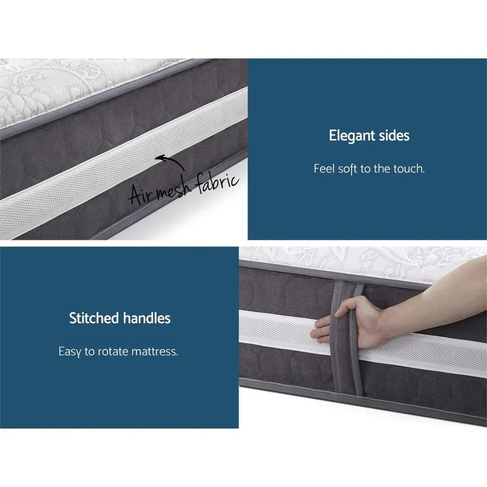 Queen Mattress 30cm Pocket Spring Tight Top Medium Firm 7 Zone