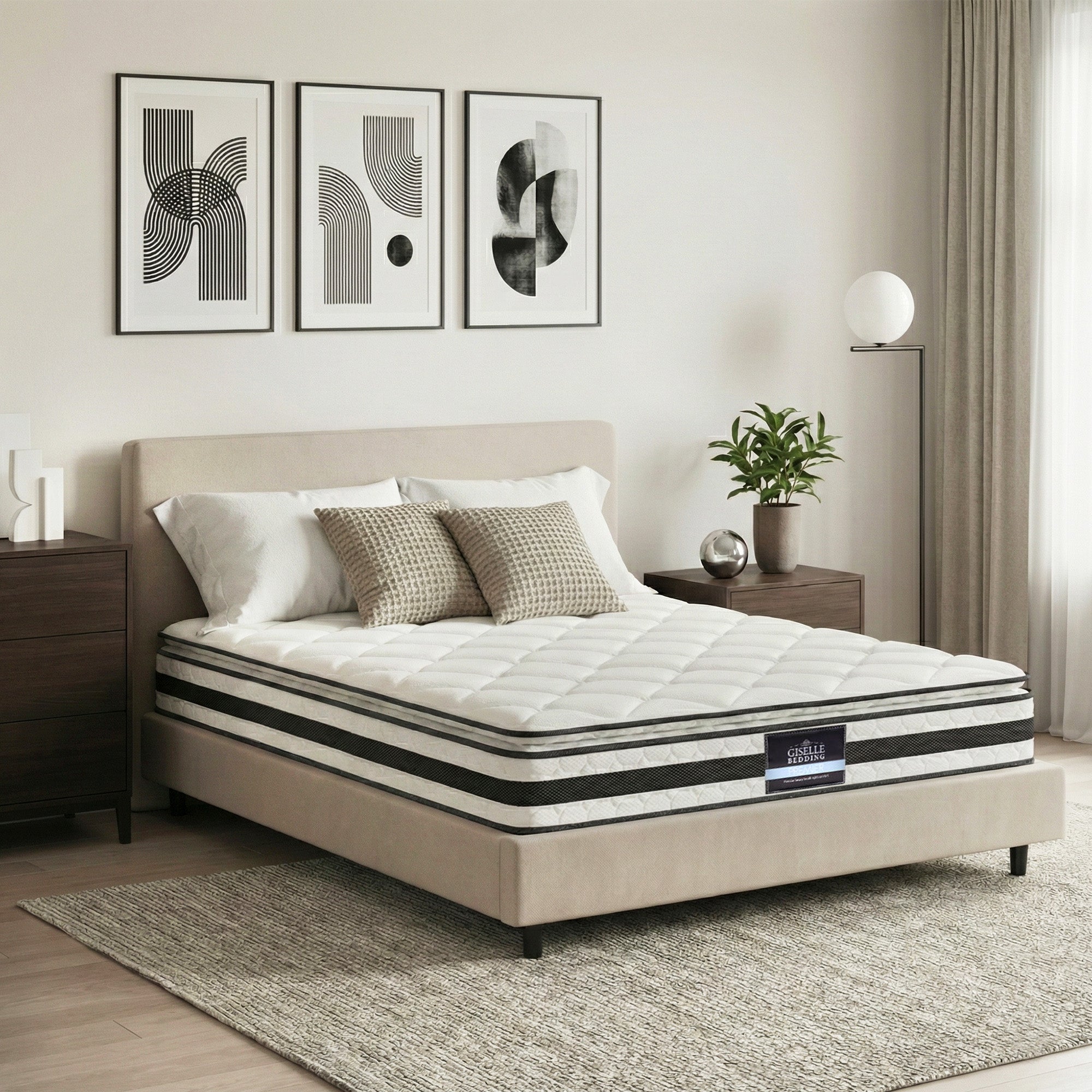 Double Pillow Top Mattress 21cm Bonnell Spring Medium Firm