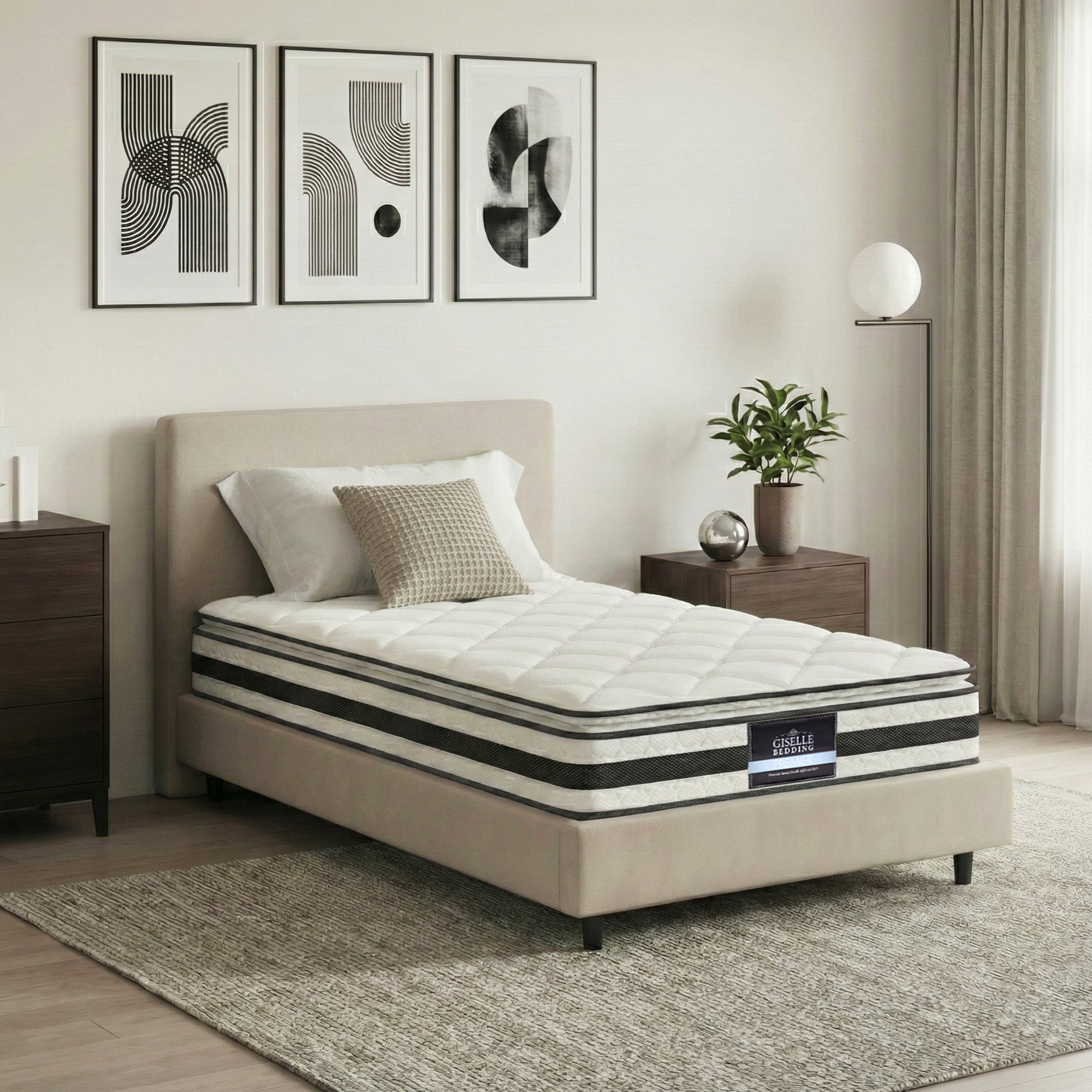Single Pillow Top Mattress 21cm Medium Firm Bonnell Spring Bed